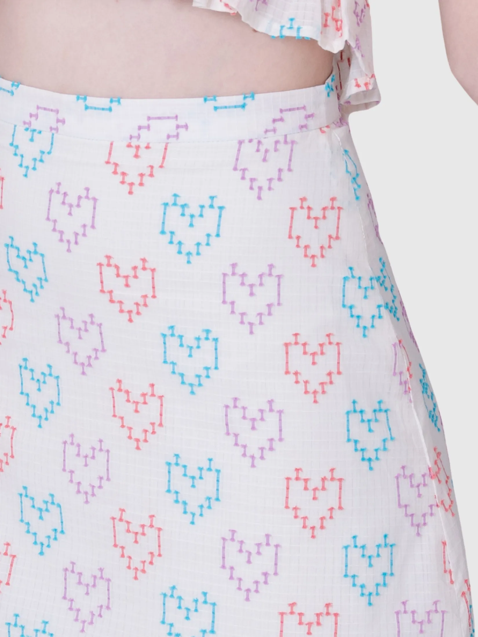 AMILA Women Skirt Short Fancy Lace Cream