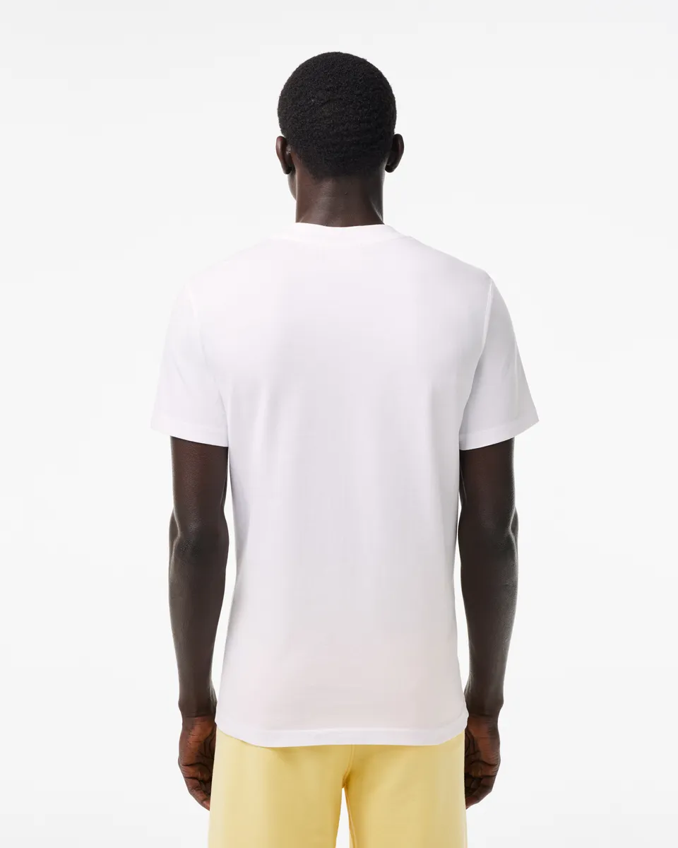 LACOSTE Washed Effect Tennis Print T-Shirt White