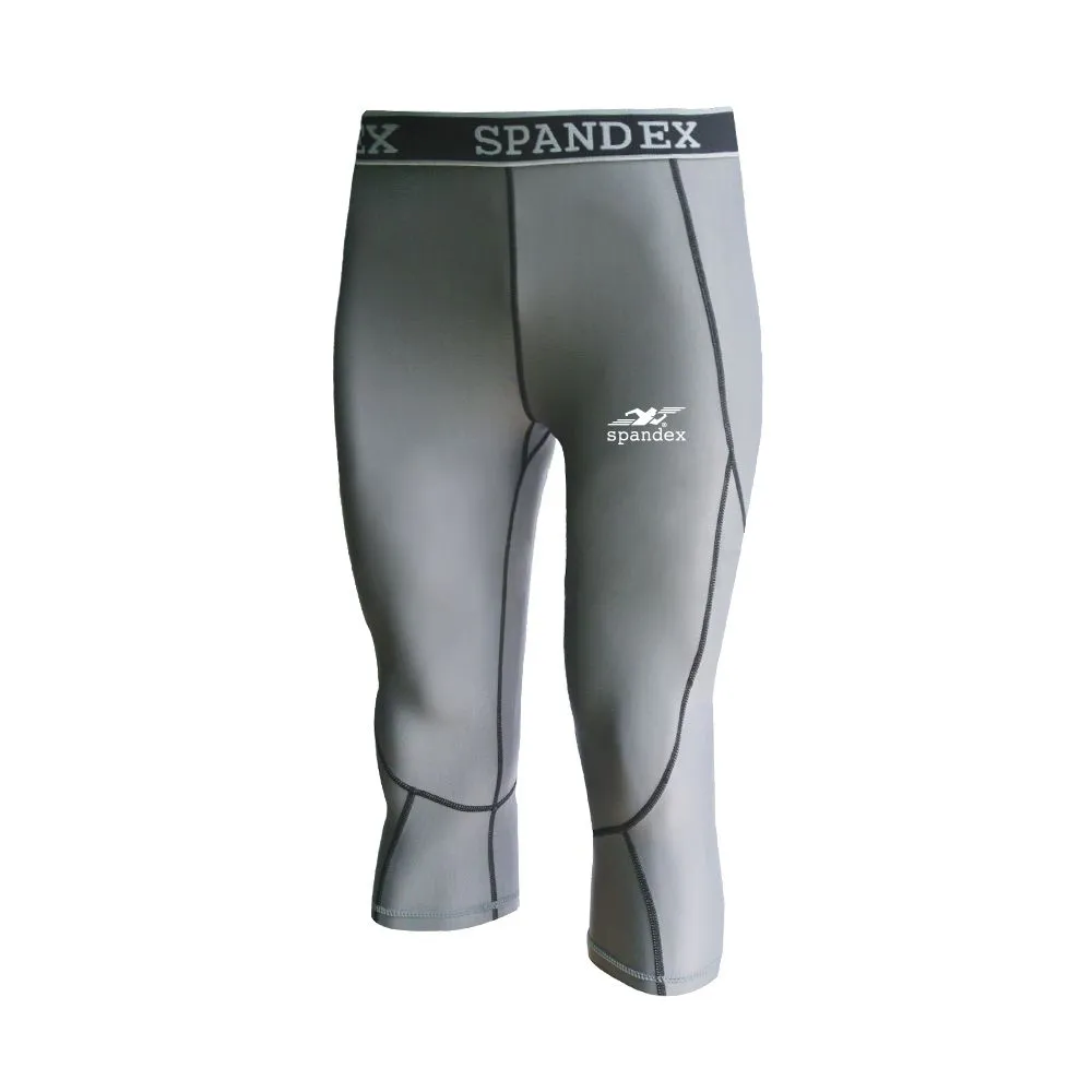 SPANDEX Grey-HP002-Compression 3/4 pants Size - 2XL