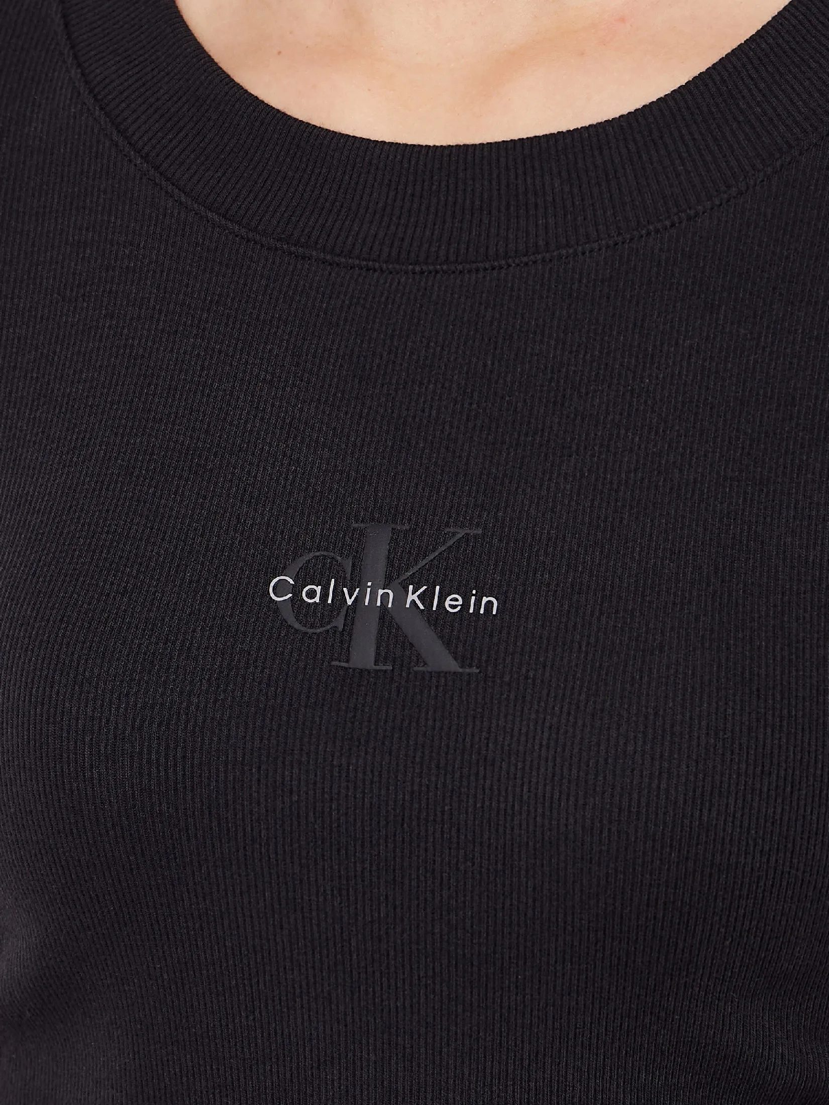 CALVIN KLEIN Women s Monogram Baby Short Sleeve T-Shirt Black