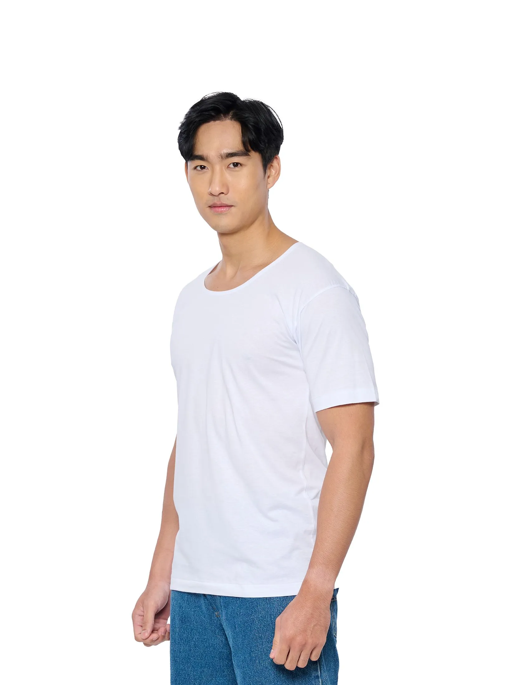 DOUBLE GOOSE White classic wide neck T-shirt.