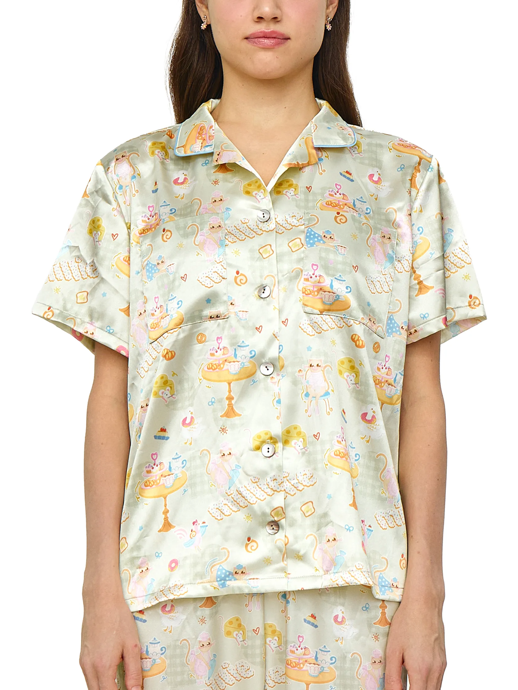 WACOAL Women Sleepwear Collection CAFE’ CATION Braless Short sleeved, Long pants Green