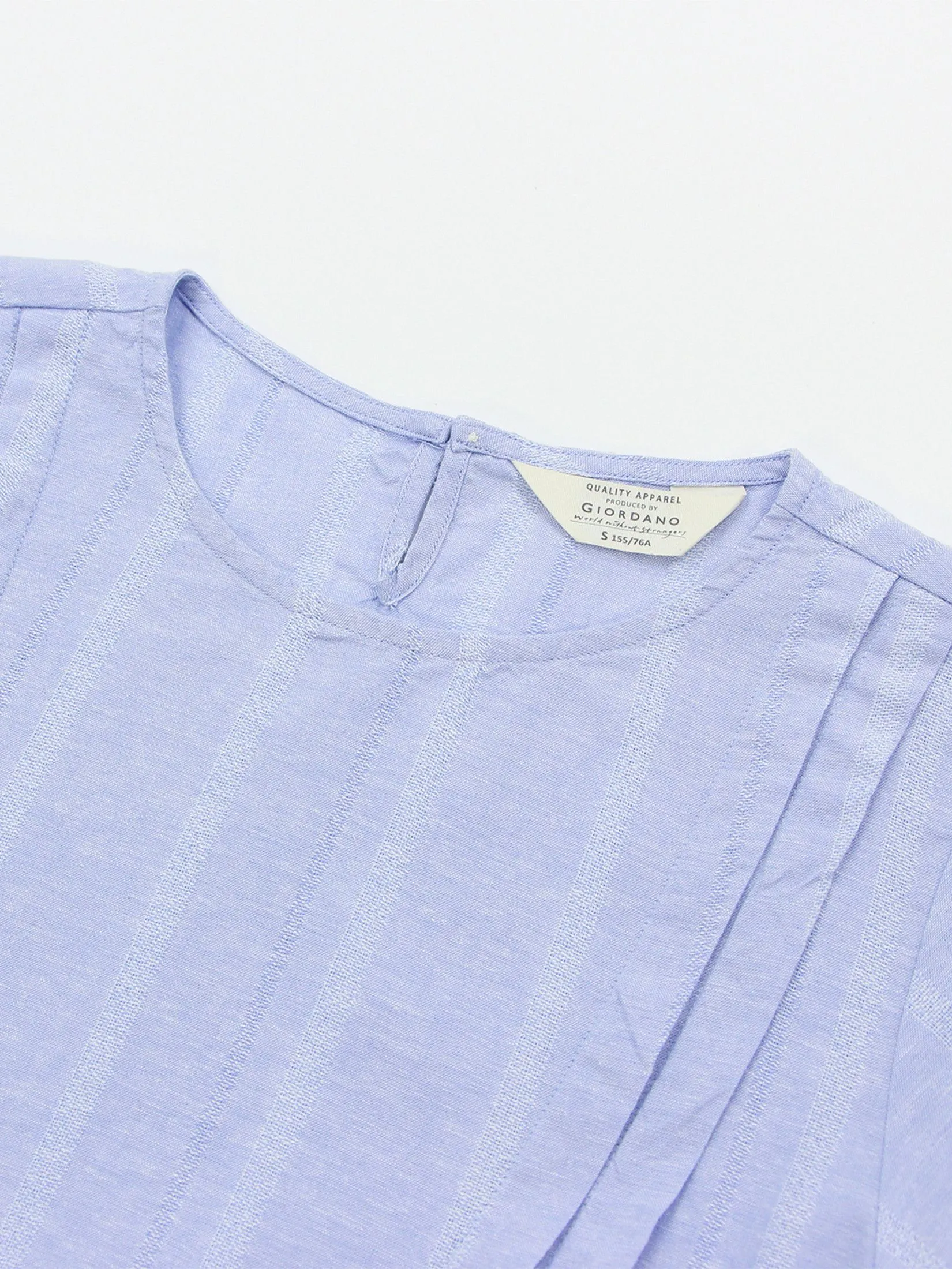 GIORDANO Women's Comfort Linen Shirt Blue x White