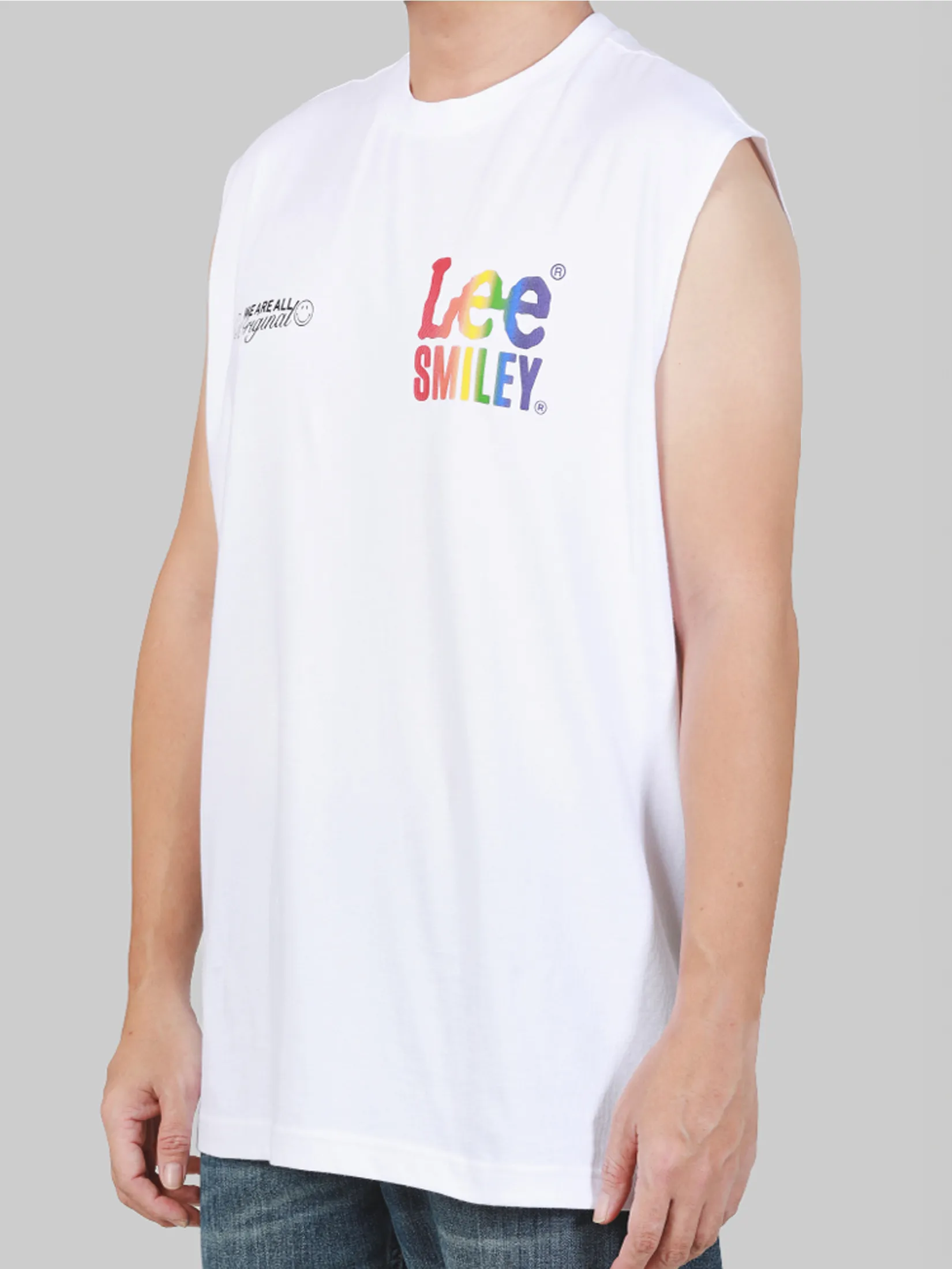 LEE Men s Tee Sleeveless Lee Smiley Collection Comfort Fit White