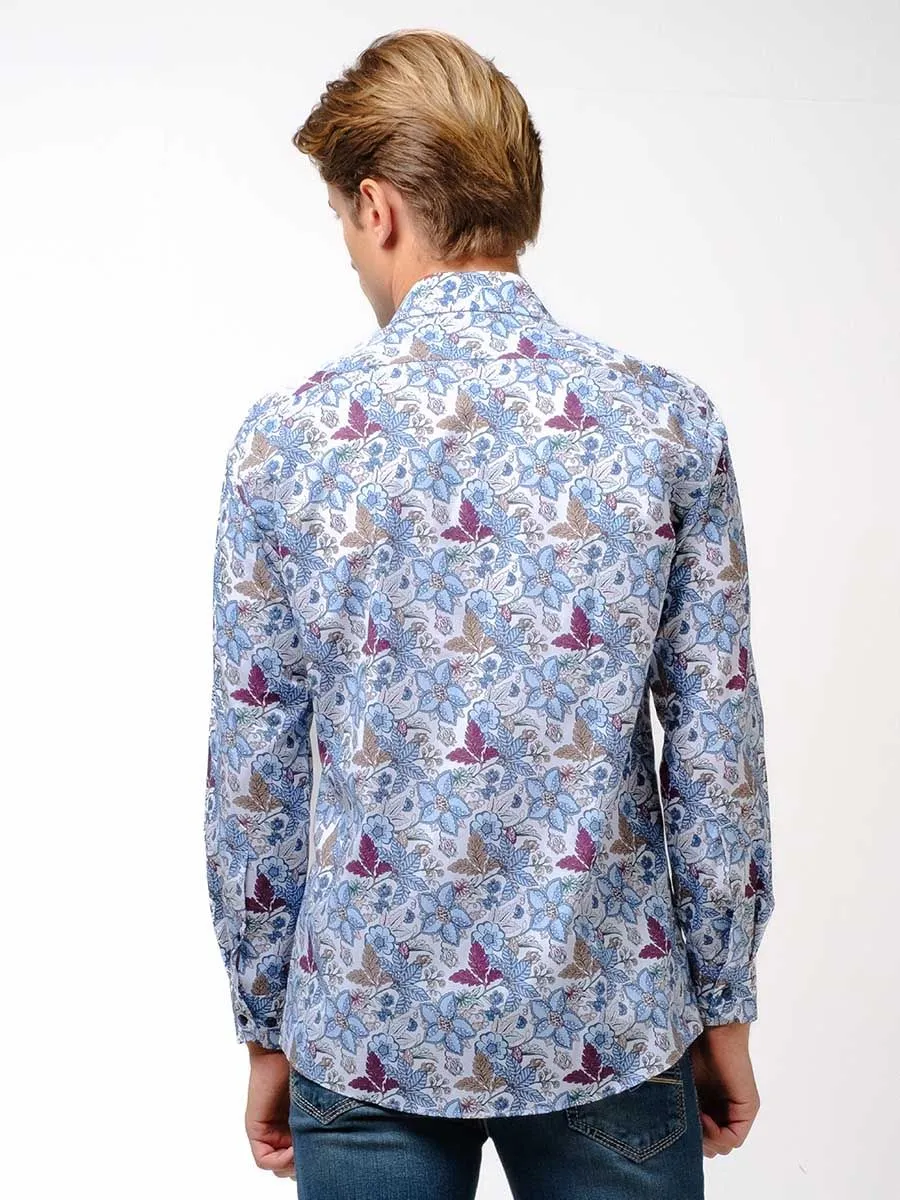 OLYMP MEN SHIRT LONG SLEEVES MODERN FIT  FLOWER PATTERN EASY IRON