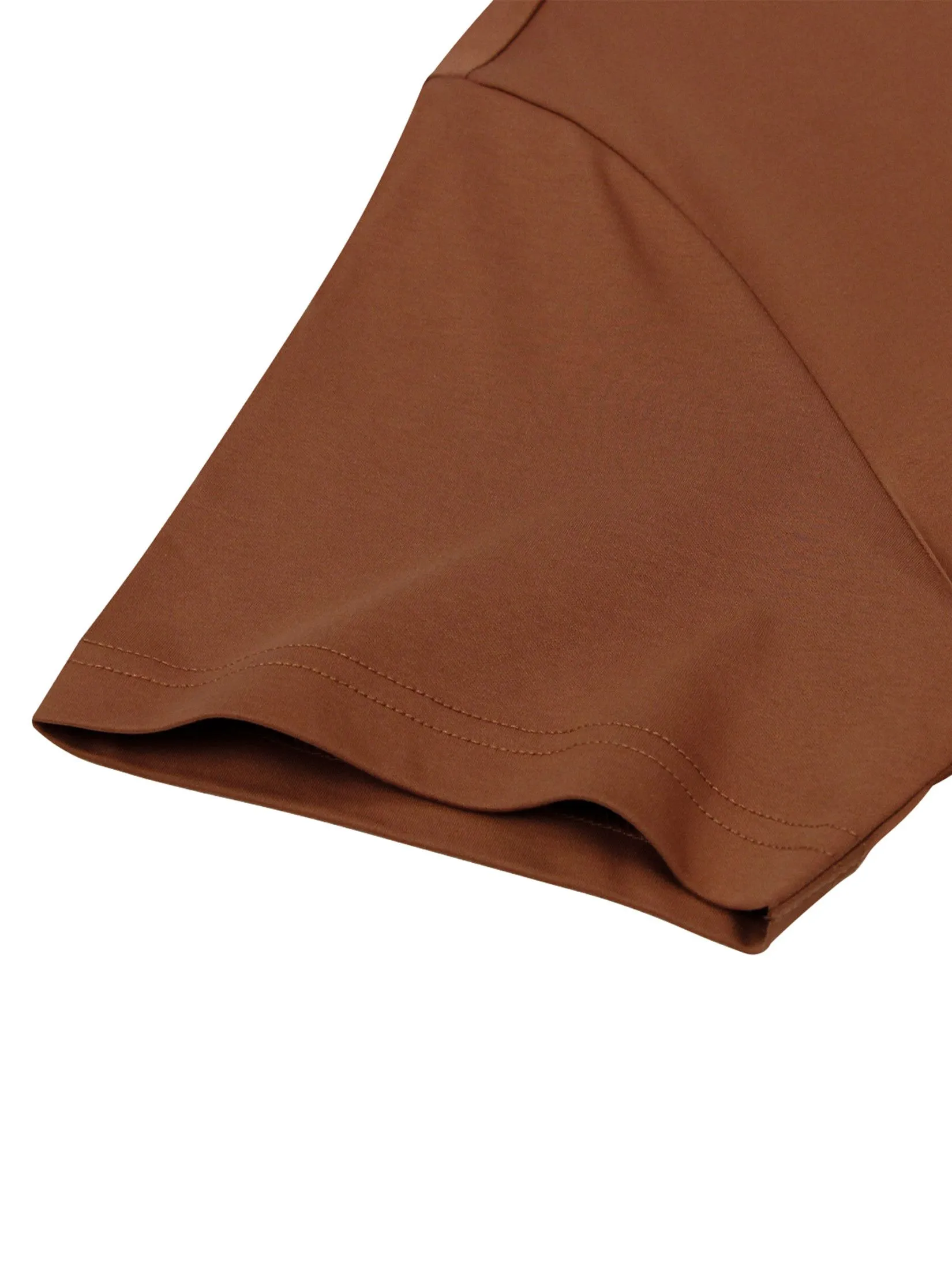 GIORDANO Men's Slim Cotton Embroidery Tee (Liquid Touch) Mocha bisque brown