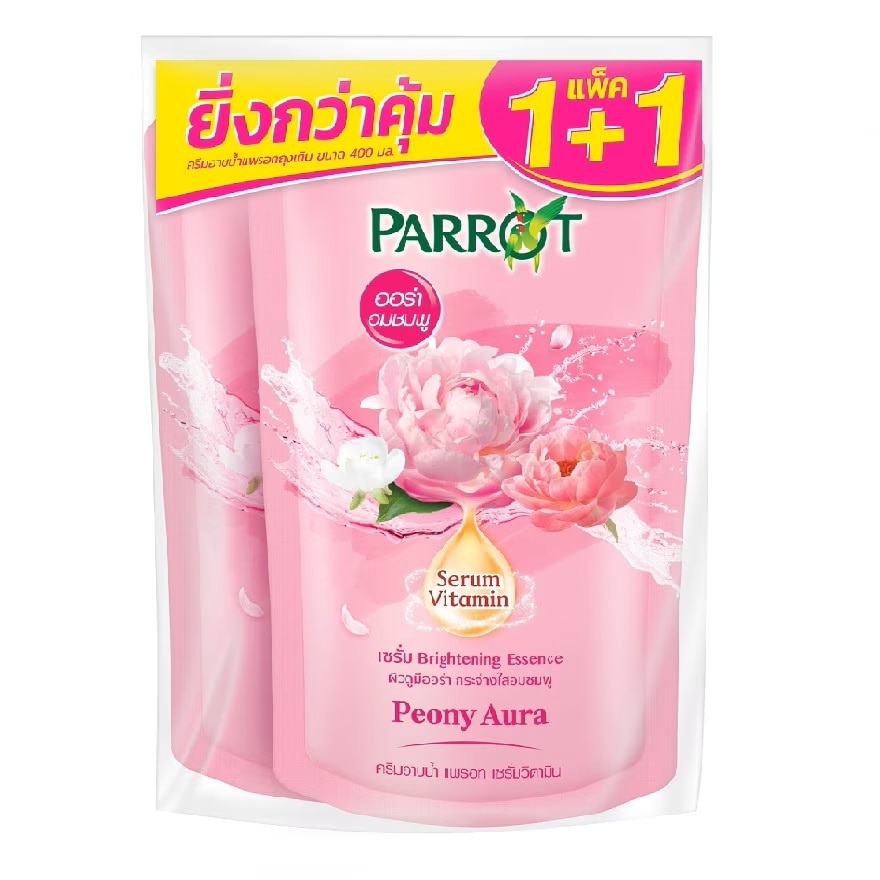 Parrot Shower Cream Serum Vitamin Peony Aura Refill 400 Ml. Twin Pack