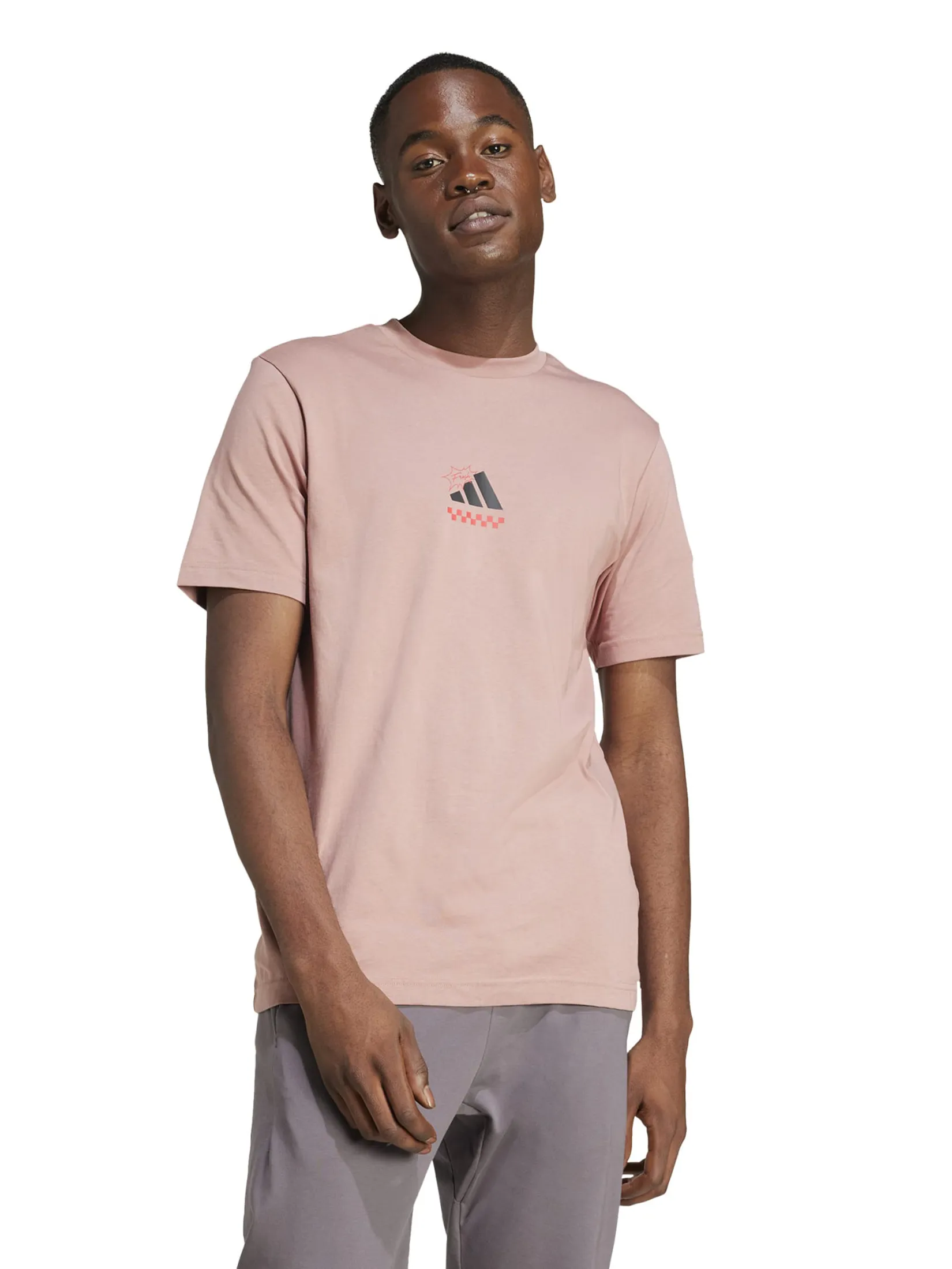 ADIDAS Men T-Shirt Lounge Pizza Graphic Warm Clay
