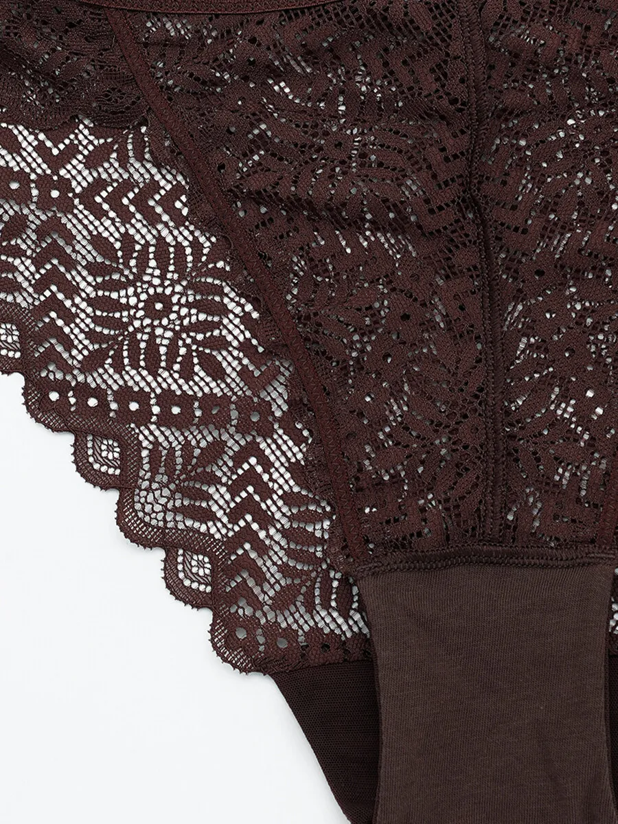 SABINA Mad Moiselle Basic Lace Winter 23 Bikini Panty - Deep Brown