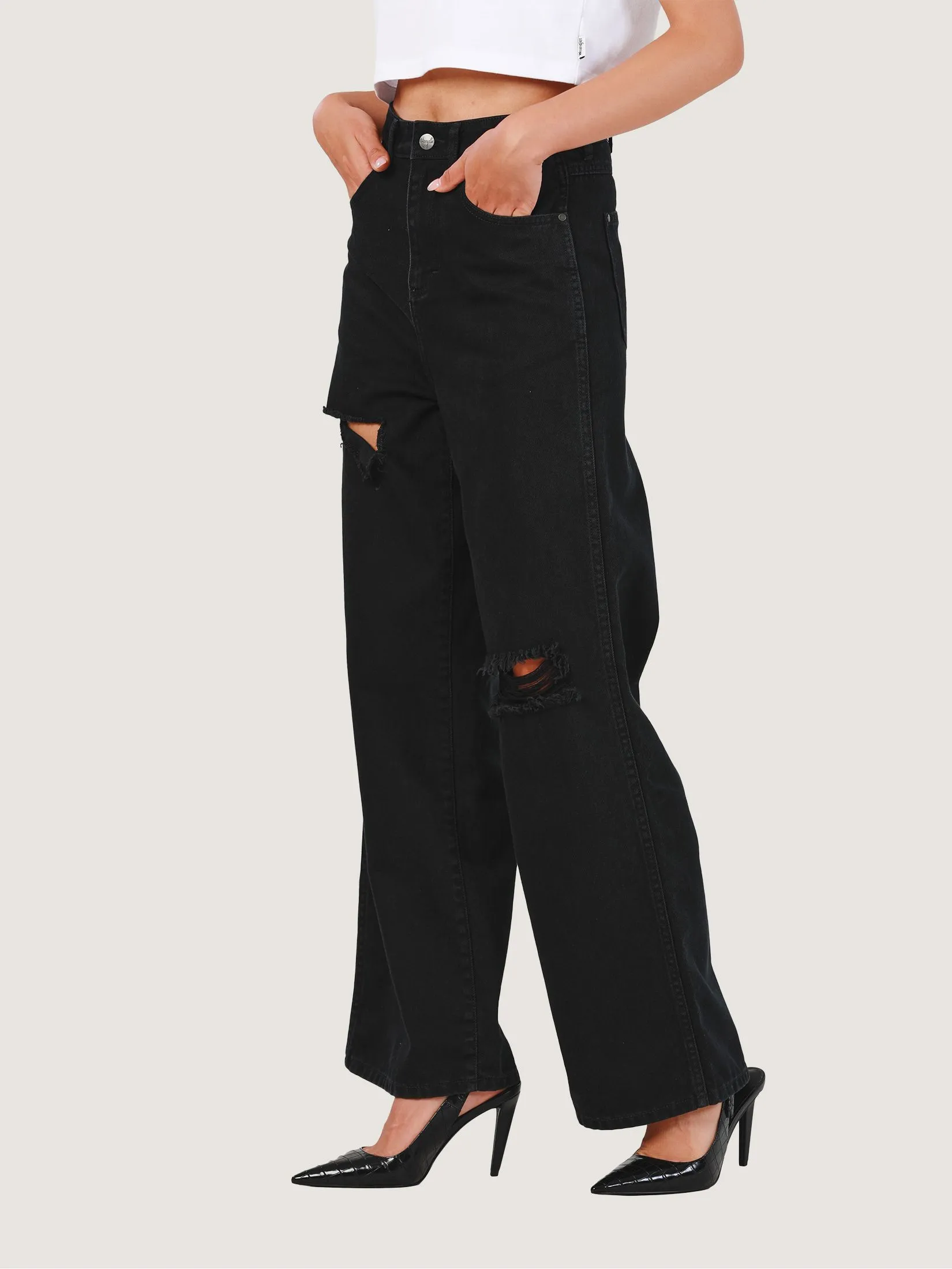WRANGLER Women's Jeans Everyday with Wrangler Collection High Loose Fit Black