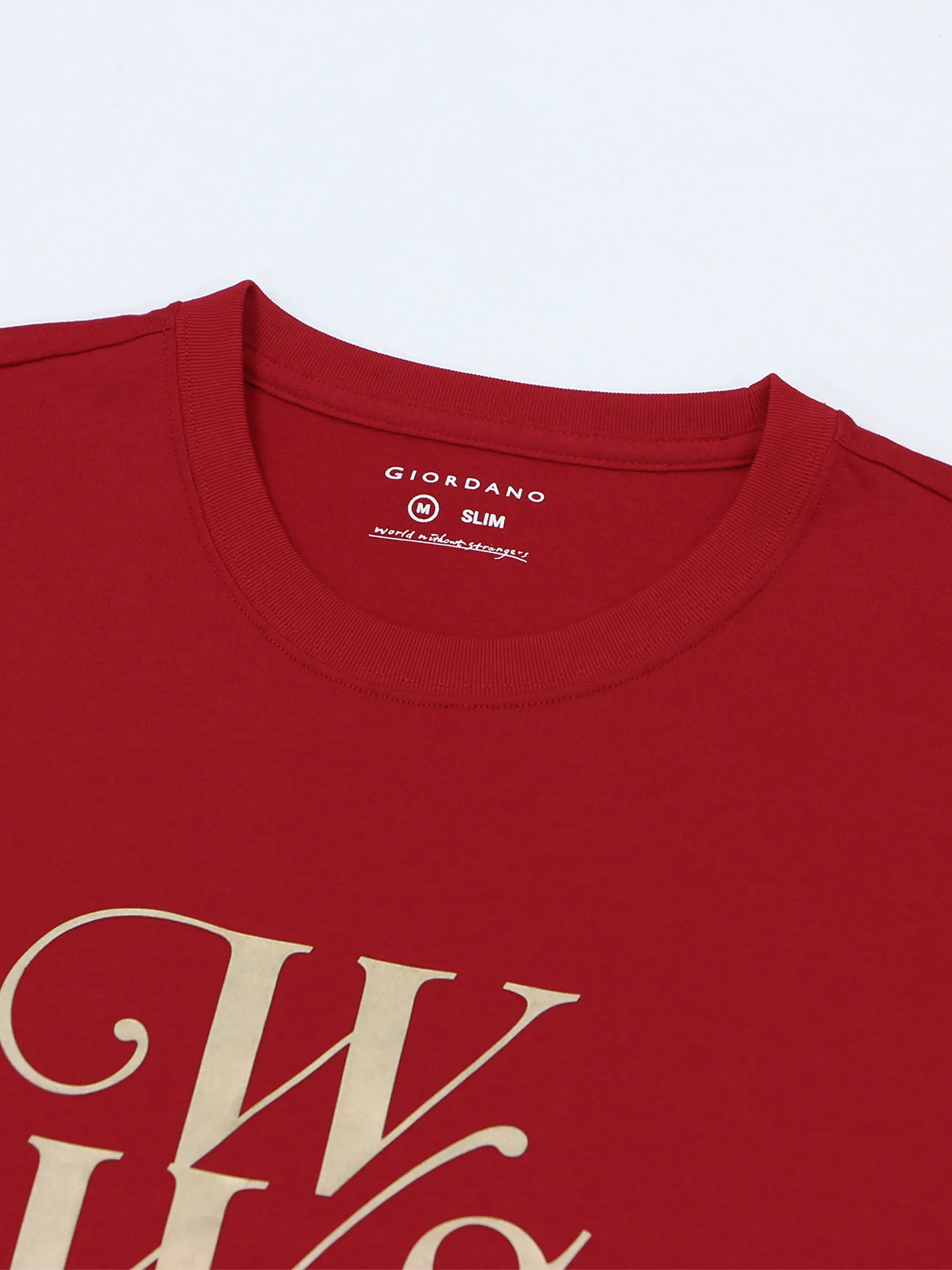 GIORDANO Men s Jersey Slim Printed Tee (WWS) Haute Red