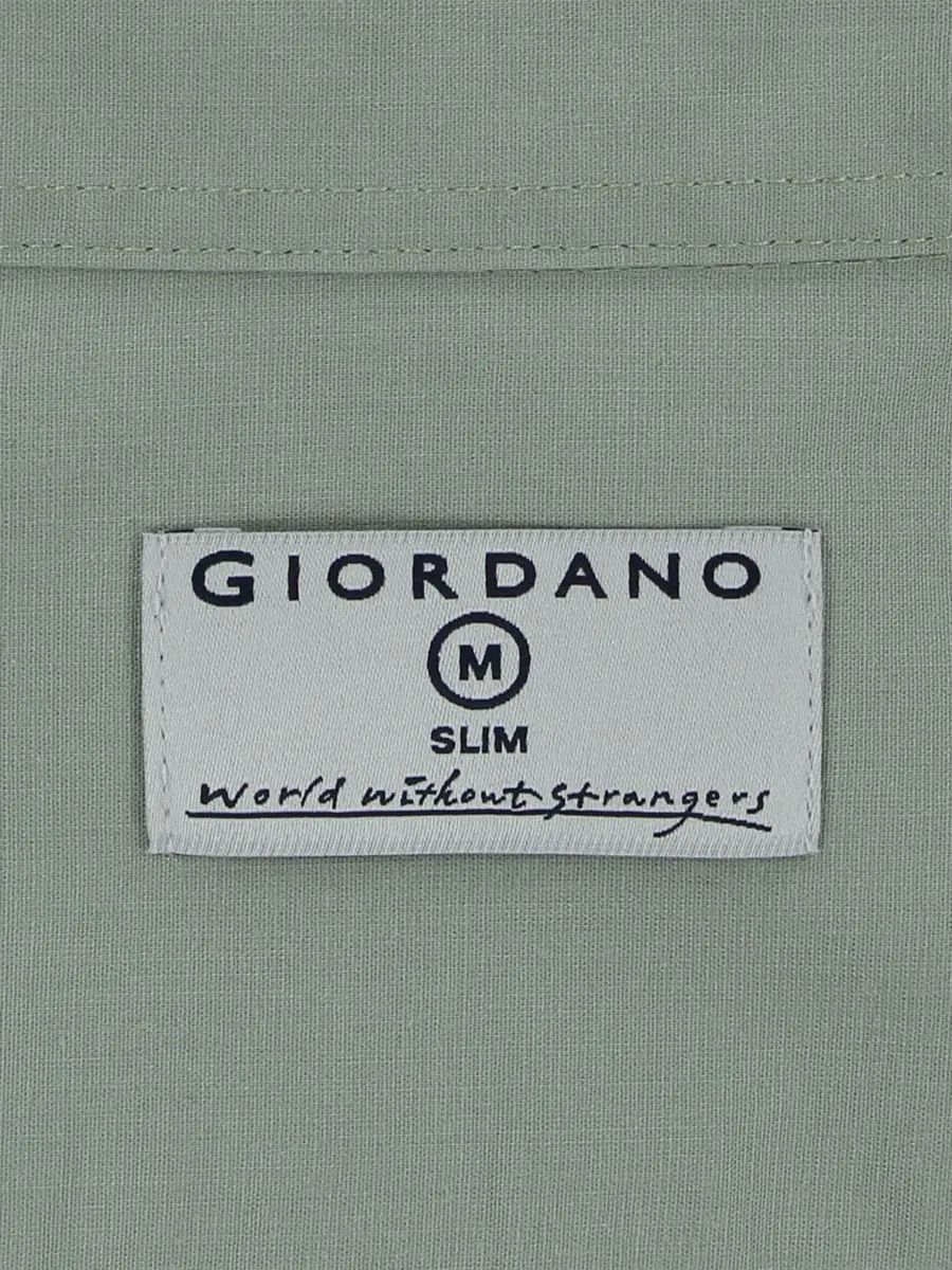 GIORDANO Women's Slim Fit Long Sleeve Stretch Shirt (Poplin) Light Green