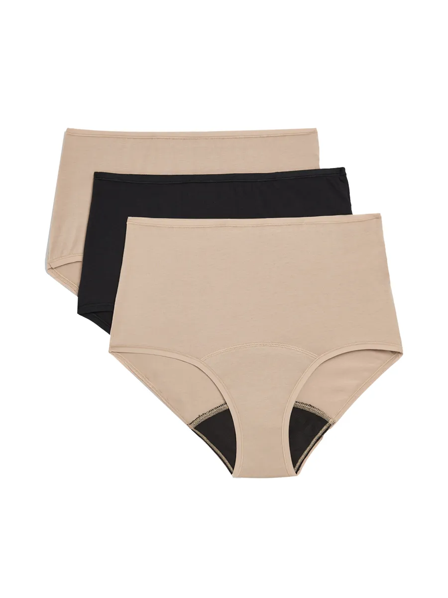 MARKS & SPENCER Women Full Briefs Heavy Absorbency Period 3 Pk Multi-color
