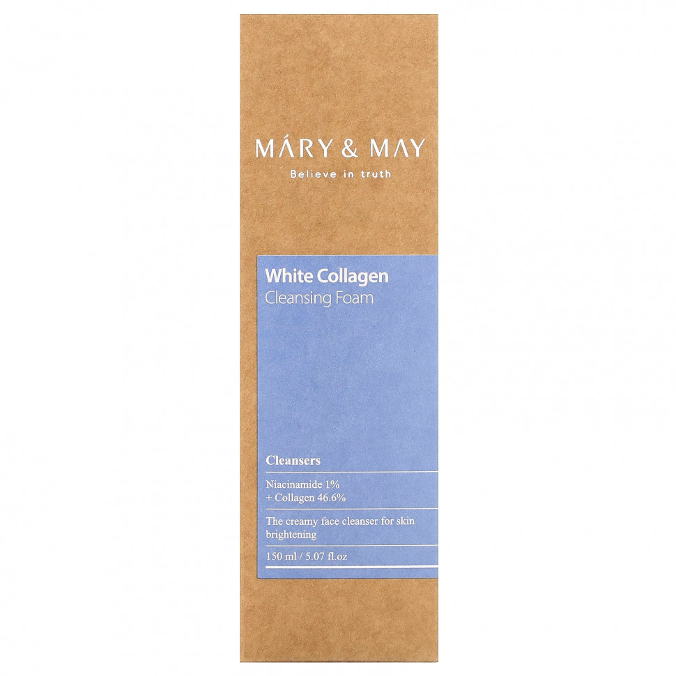 Mary&May, White Collagen, очищающая пенка, 150 мл (5,07 жидк. Унции)