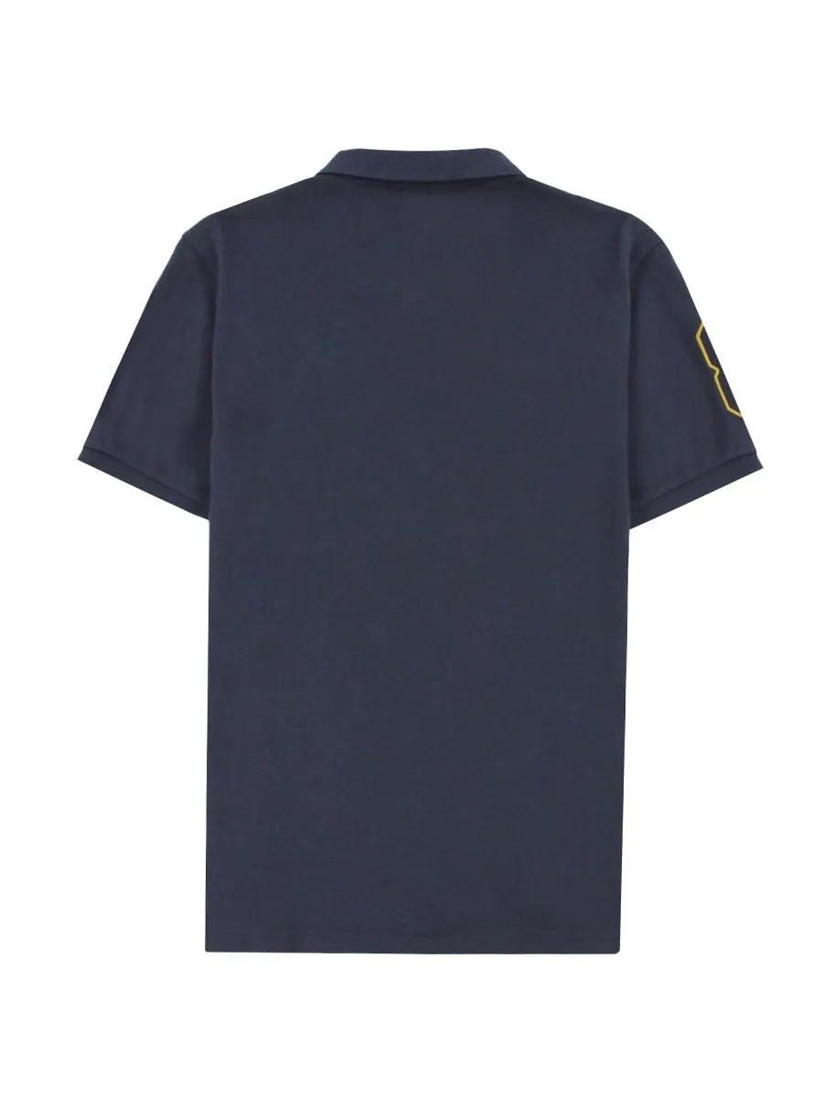 GIORDANO Men's Slim Fit 3D Lion Embroidery Polo Signature Navy