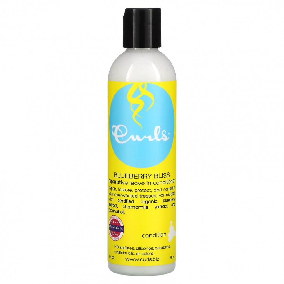 Curls, Несмываемый кондиционер для восстановления, Blueberry Bliss, 236 мл (8 жидк. Унций)