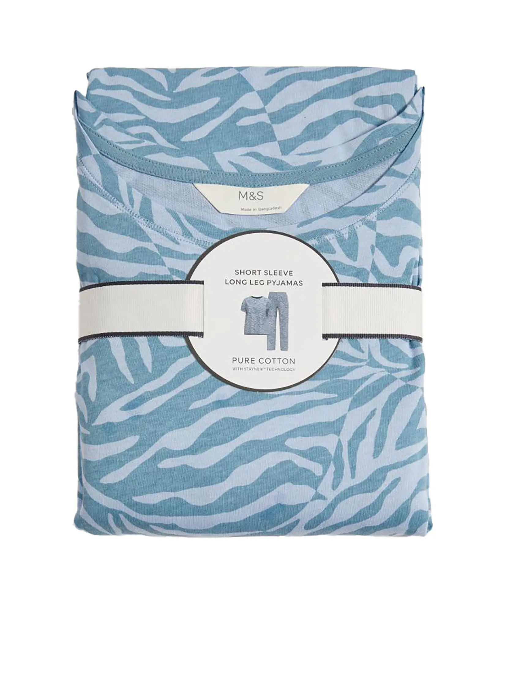 MARKS & SPENCER Women Pyjama Set Pure Cotton Printed Light Blue