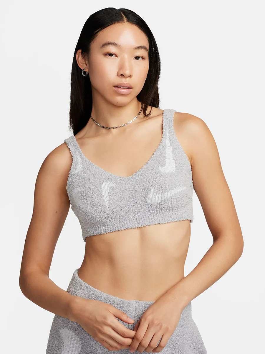 NIKE Women Knit Bra Phoenix Cozy Bouclé Light-Support LT Smoke Grey/Photon Dust