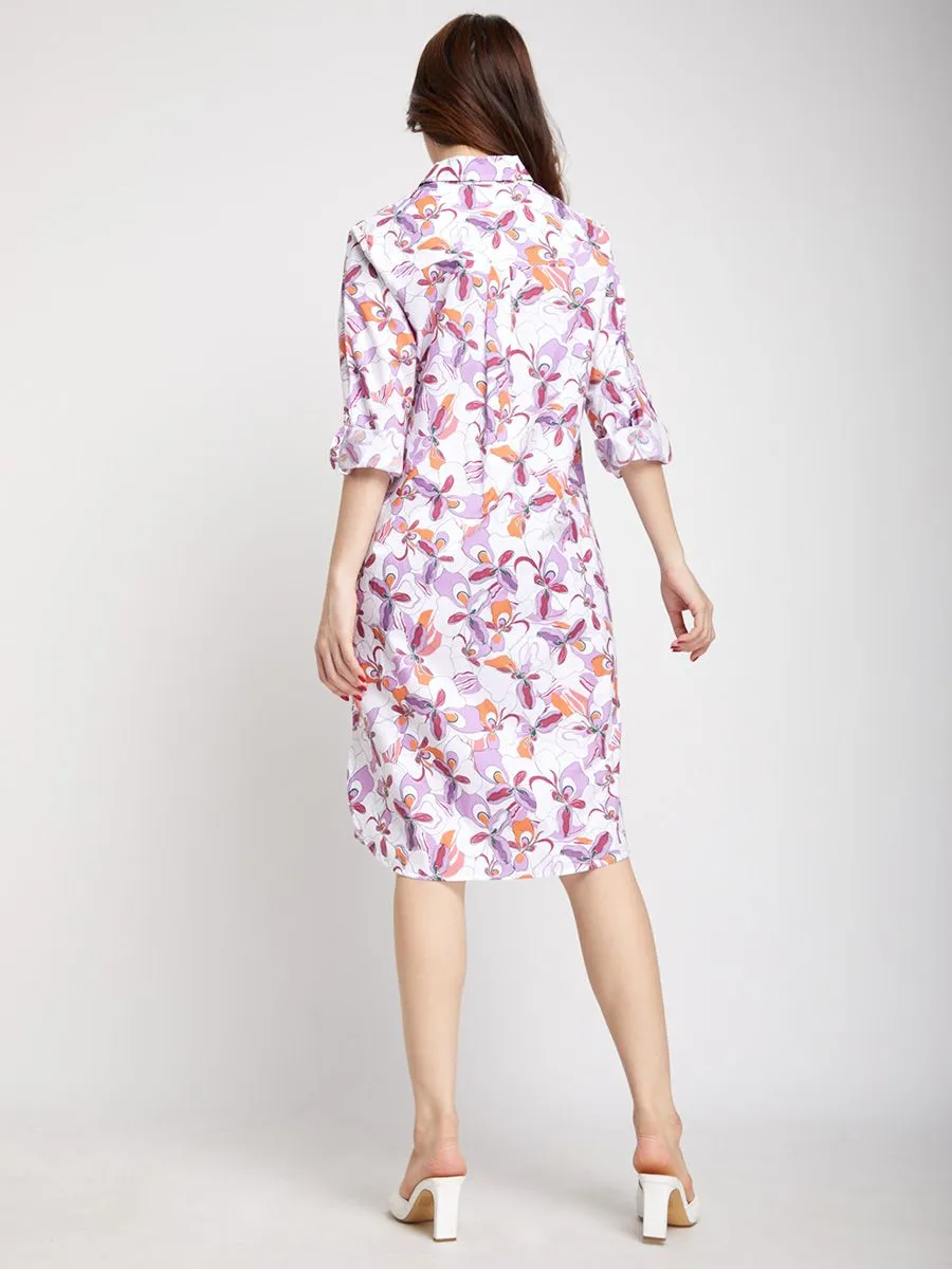 ALUMNUS Women Dress Long Sleeves Floral Printed Light Pink