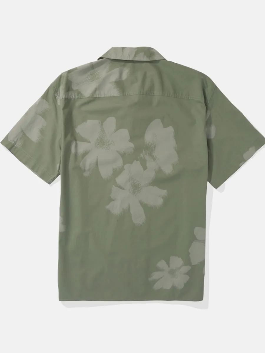 AMERICAN EAGLE MEN WENDY FLORAL SS OVERSIZED CAMP COLLAR COTTON RAYON 322 SHARP GREEN