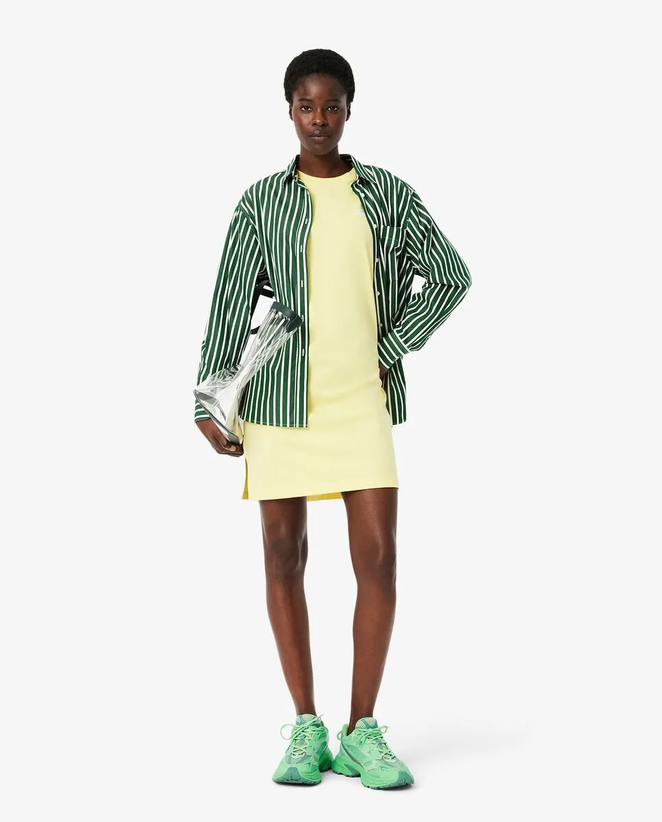 LACOSTE Oversized Branded Jersey T-Shirt Dress Yellow