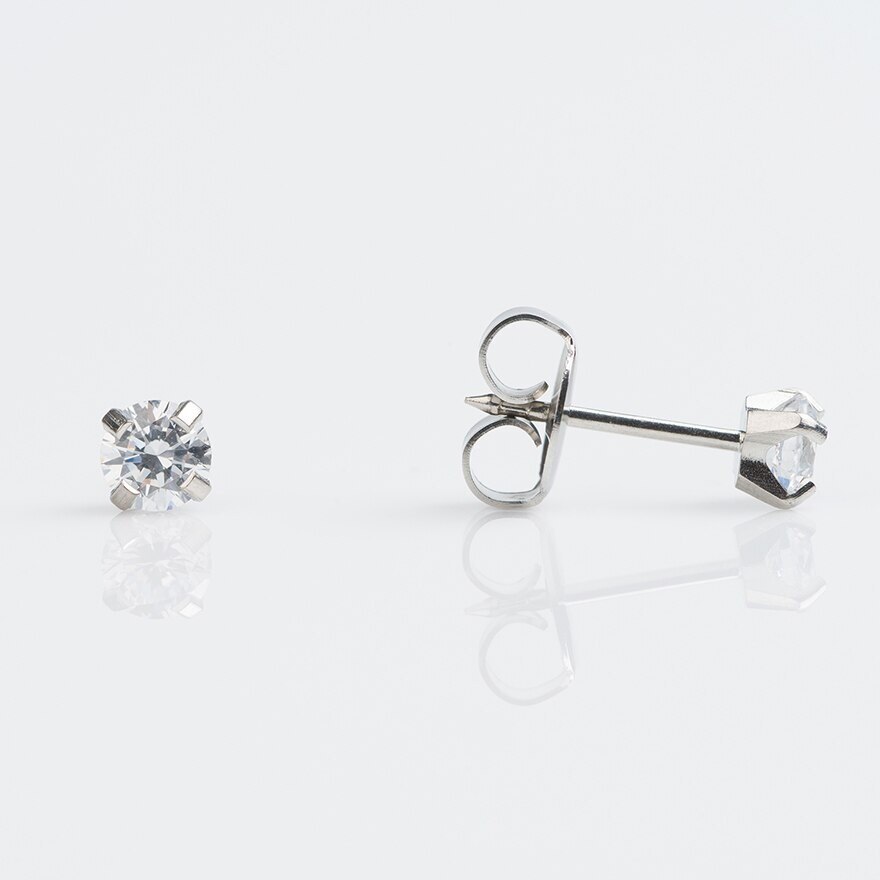 Studex Sensitive Sterilized For Sensitive Ear Stainless 4mm Cubic Zirconia