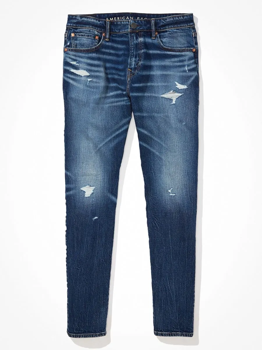 AMERICAN EAGLE MEN DARK DESTROY W/ GLUE BACK ATHLETIC FIT 458 DARK AND STORMY