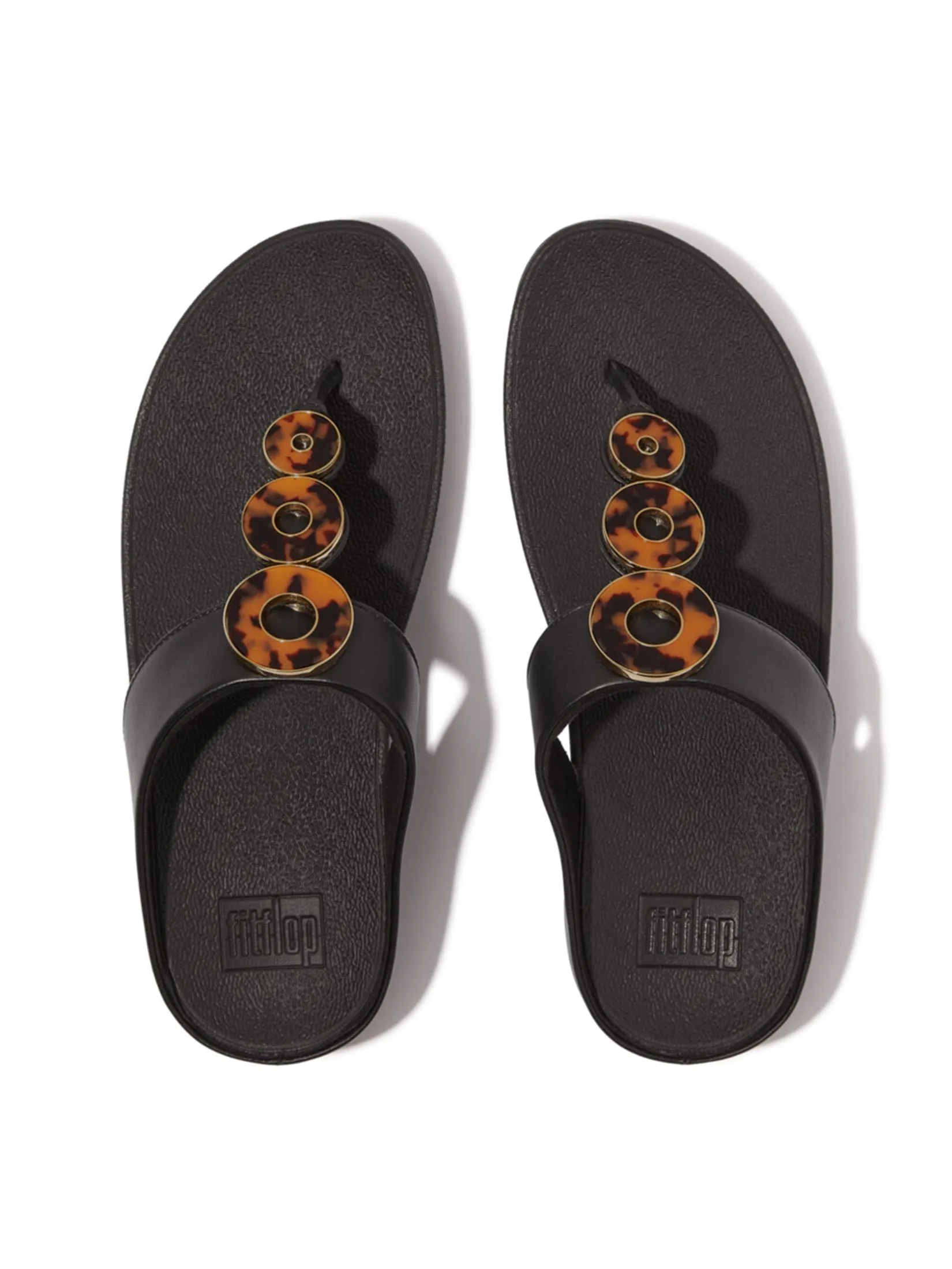 FitFlop™ WOMEN'S FINO RESIN-HOOP LEATHER BLACK