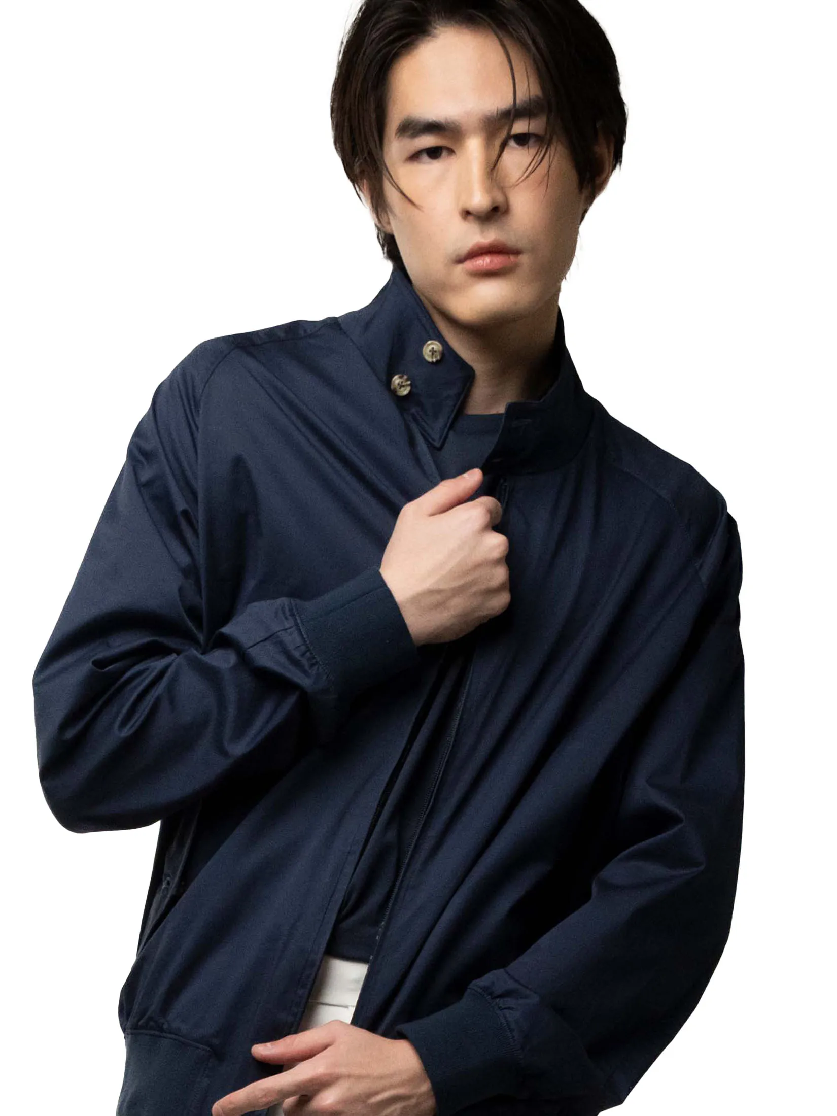 ERA-WON Harrington Jacket – Regular Fit in Navy Blue