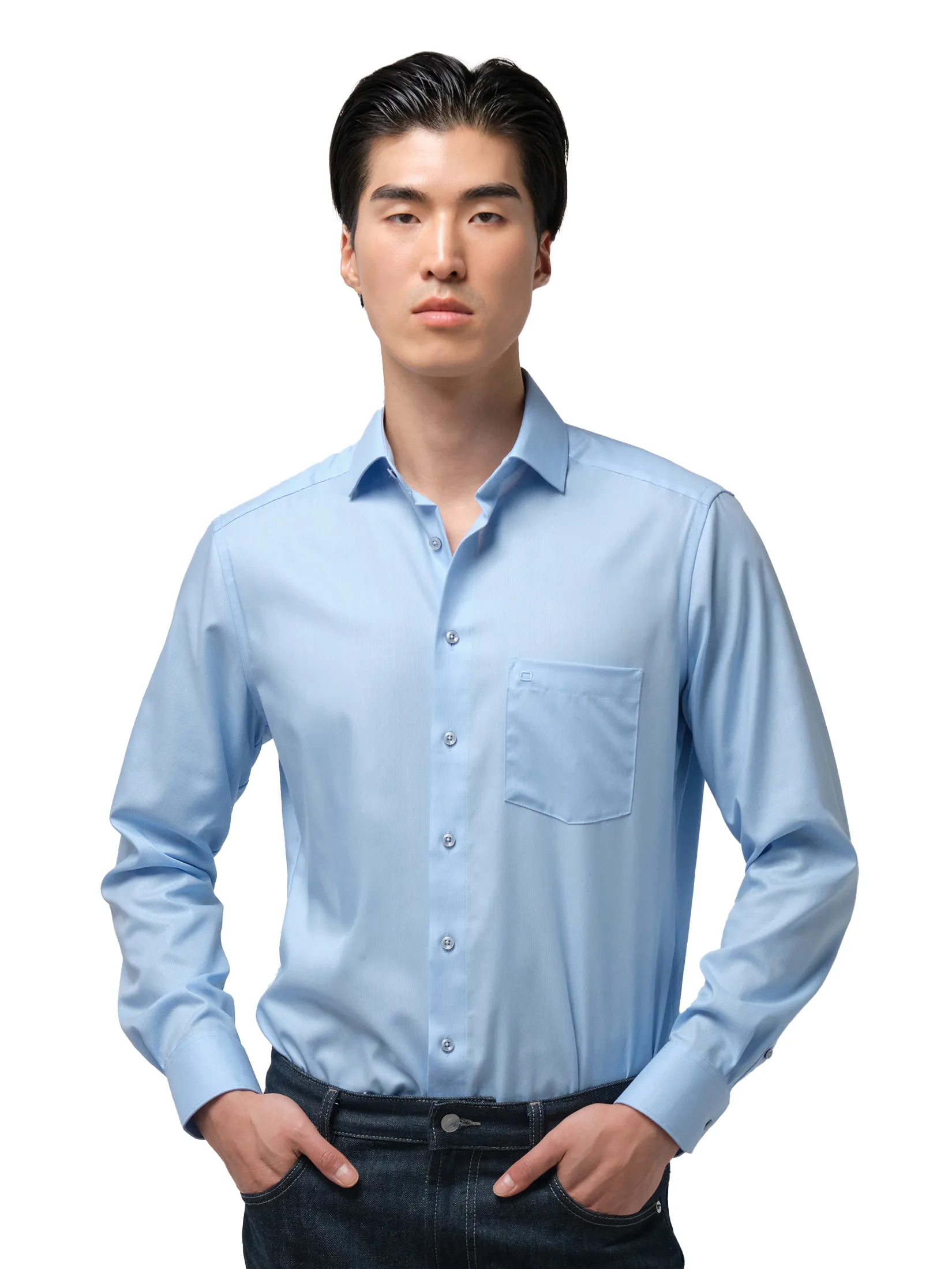 OLYMP MEN S SHIRT LONG SLEEVES BUSINESS SHIRT MODERN FIT EASY IRON BLUE