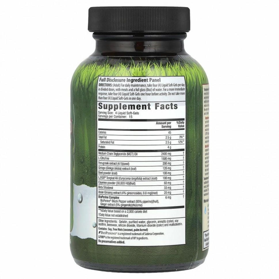 Irwin Naturals, Testosterone UP RED с бустерами с оксидом азота, 60 желатиновых капсул