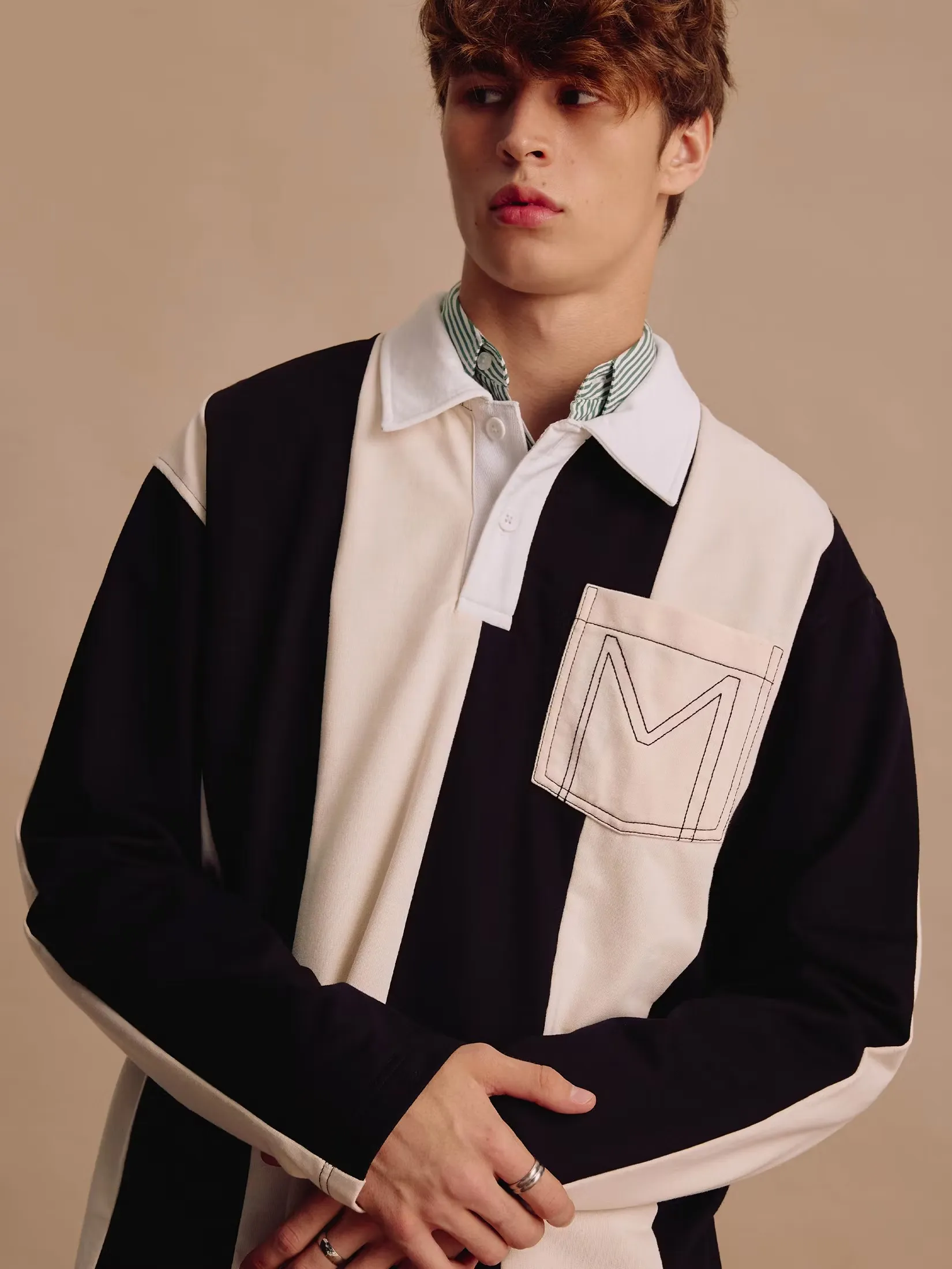 MOO [MOO 1/25] Preppy Rugby Shirt Black