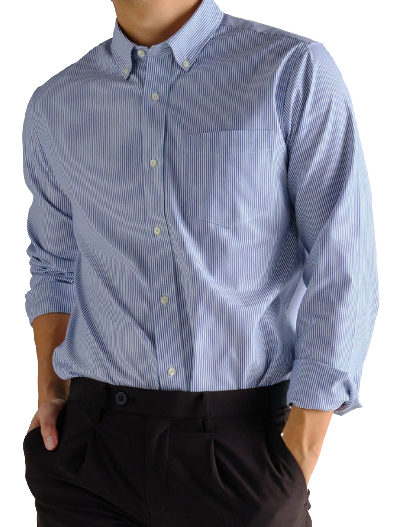 ERA-WON MEN'S DRESS SHIRT OXFORD REGULAR FIT BLUE