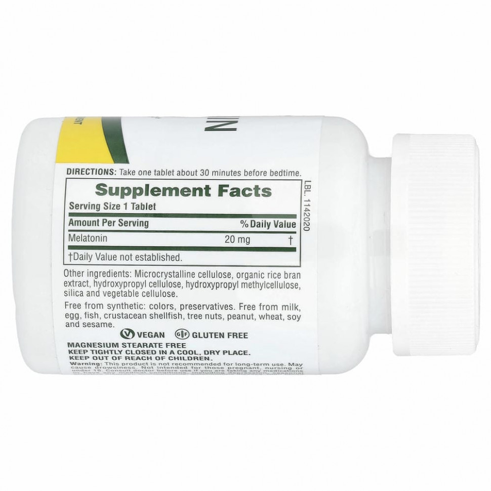 NaturesPlus, Мелатонин, 20 мг, 90 таблеток