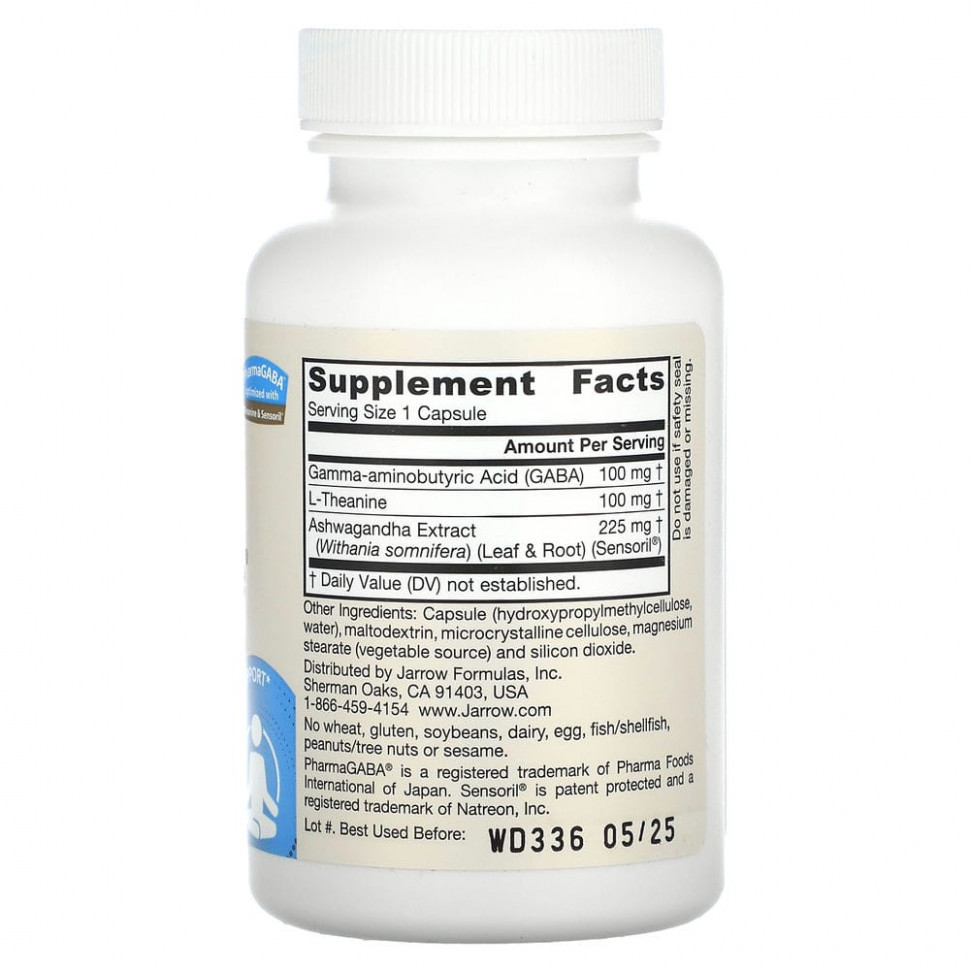 Jarrow Formulas, GABA Soothe, 30 растительных капсул