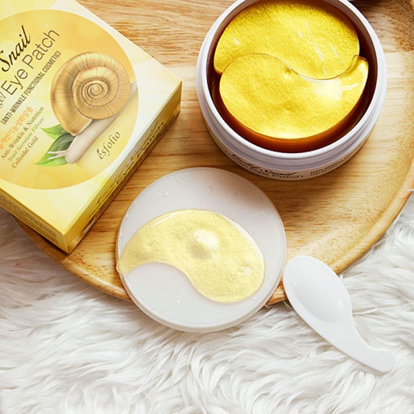 Золотые патчи с улиткой для питания кожи под глазами Esfolio 60 шт