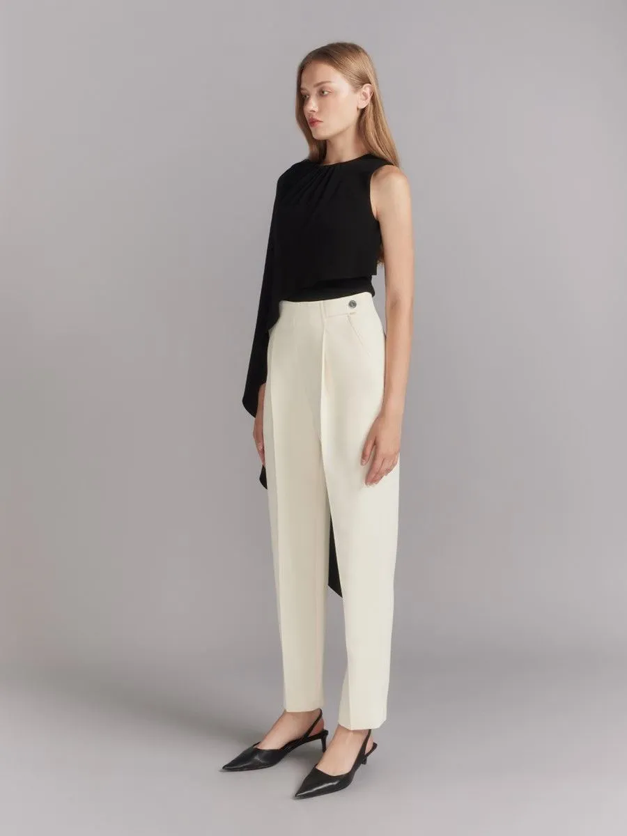 ASAVA (AW23) Rosette High Waisted Tapered Women Pants Ivory