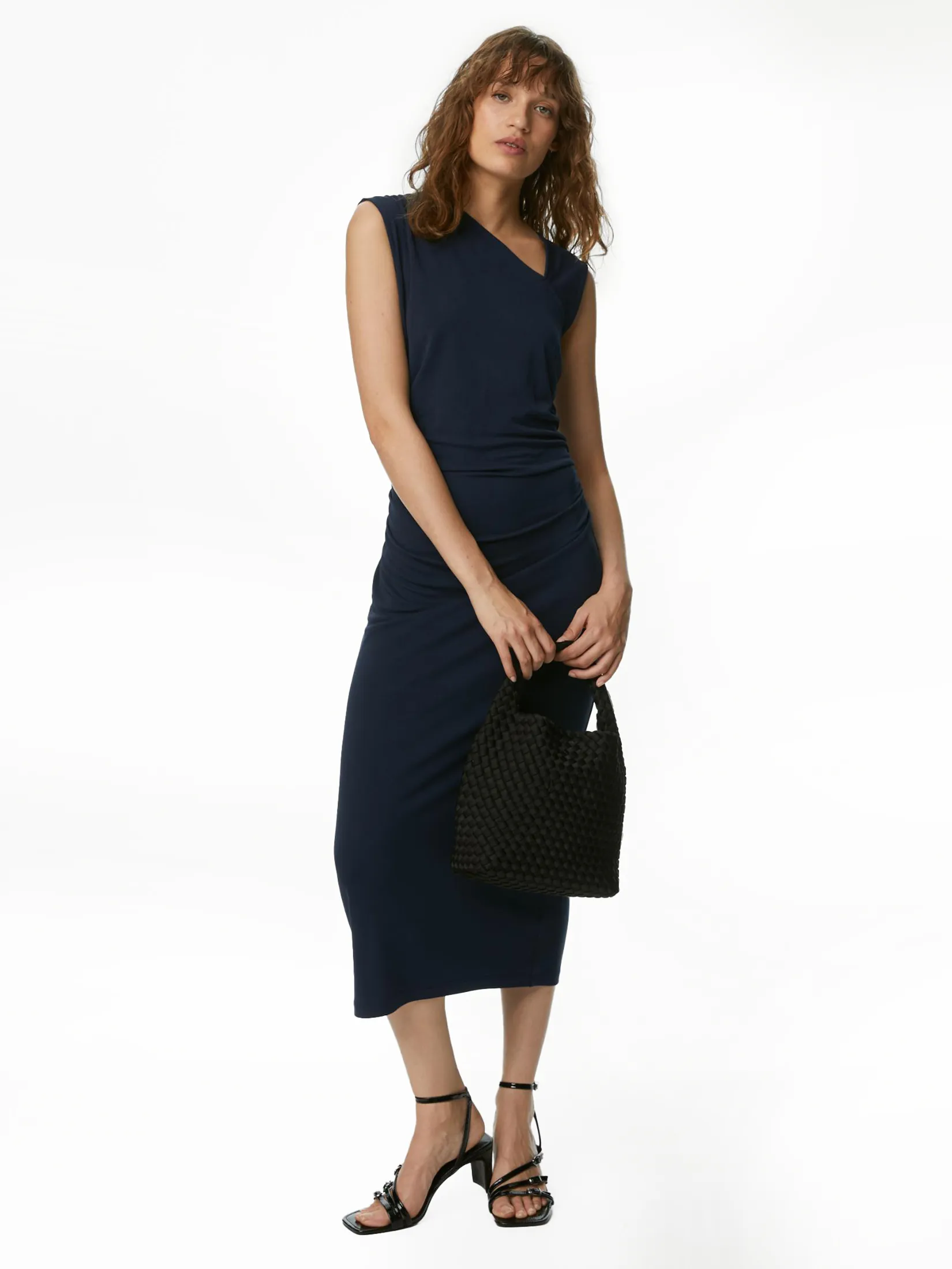MARKS & SPENCER Women Midi Bodycon Dress Jersey Navy