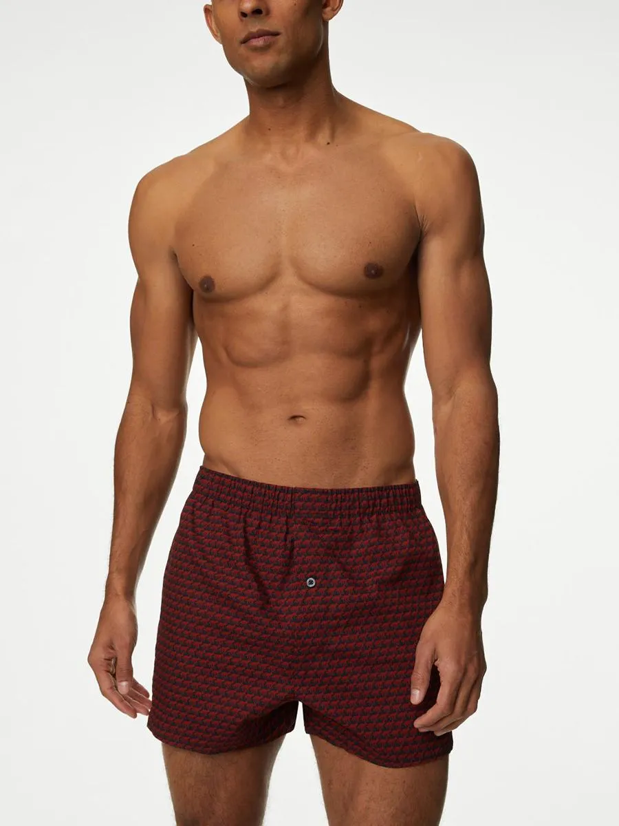 MARKS & SPENCER Men Boxers Pack Pure Cotton Animal Print Woven 3 pcs Multi-Color