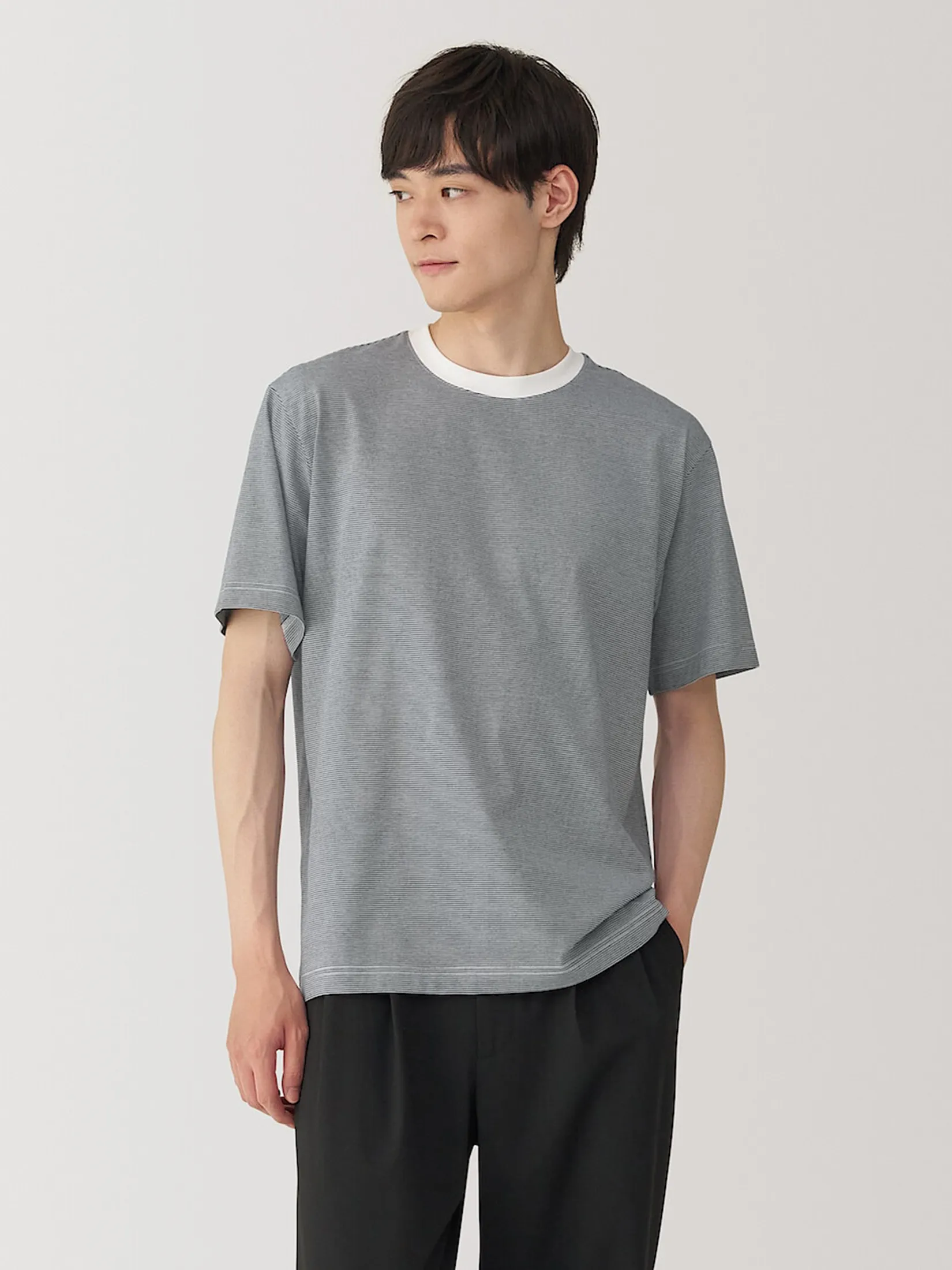 MUJI Men T-Shirt Jersey Crew Neck Short Sleeve
