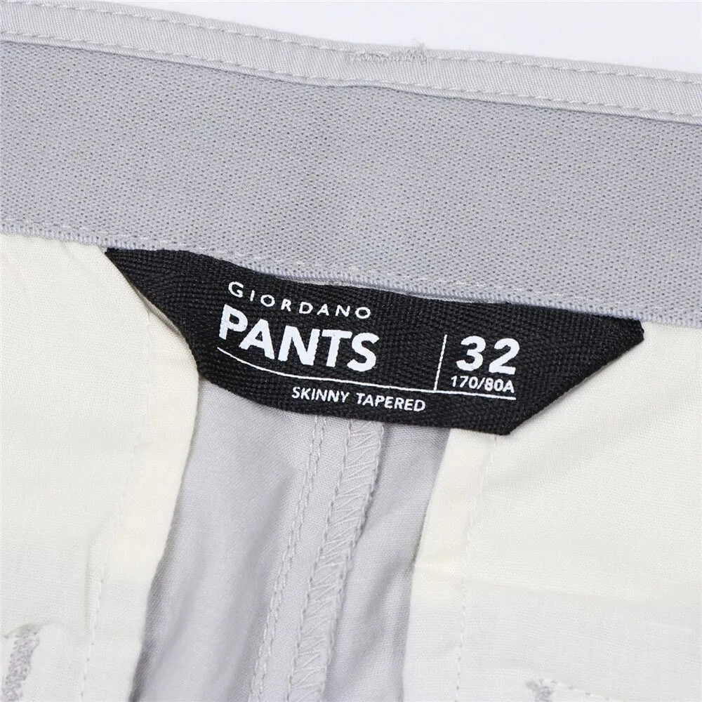 GIORDANO Grey Men's Cotton Spandex Low Rise Skinny Taper Pants