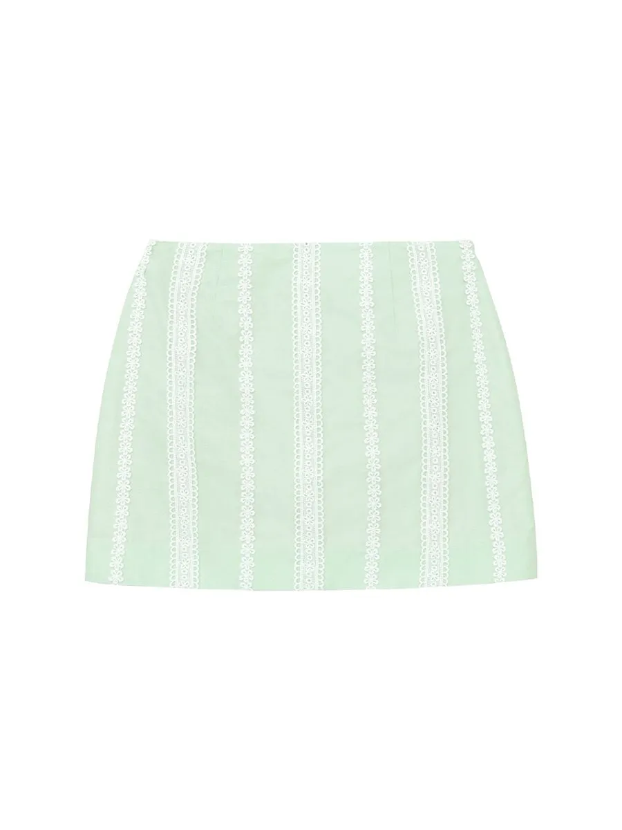 KLOSET (SS24)Lace Mini Skirt Green
