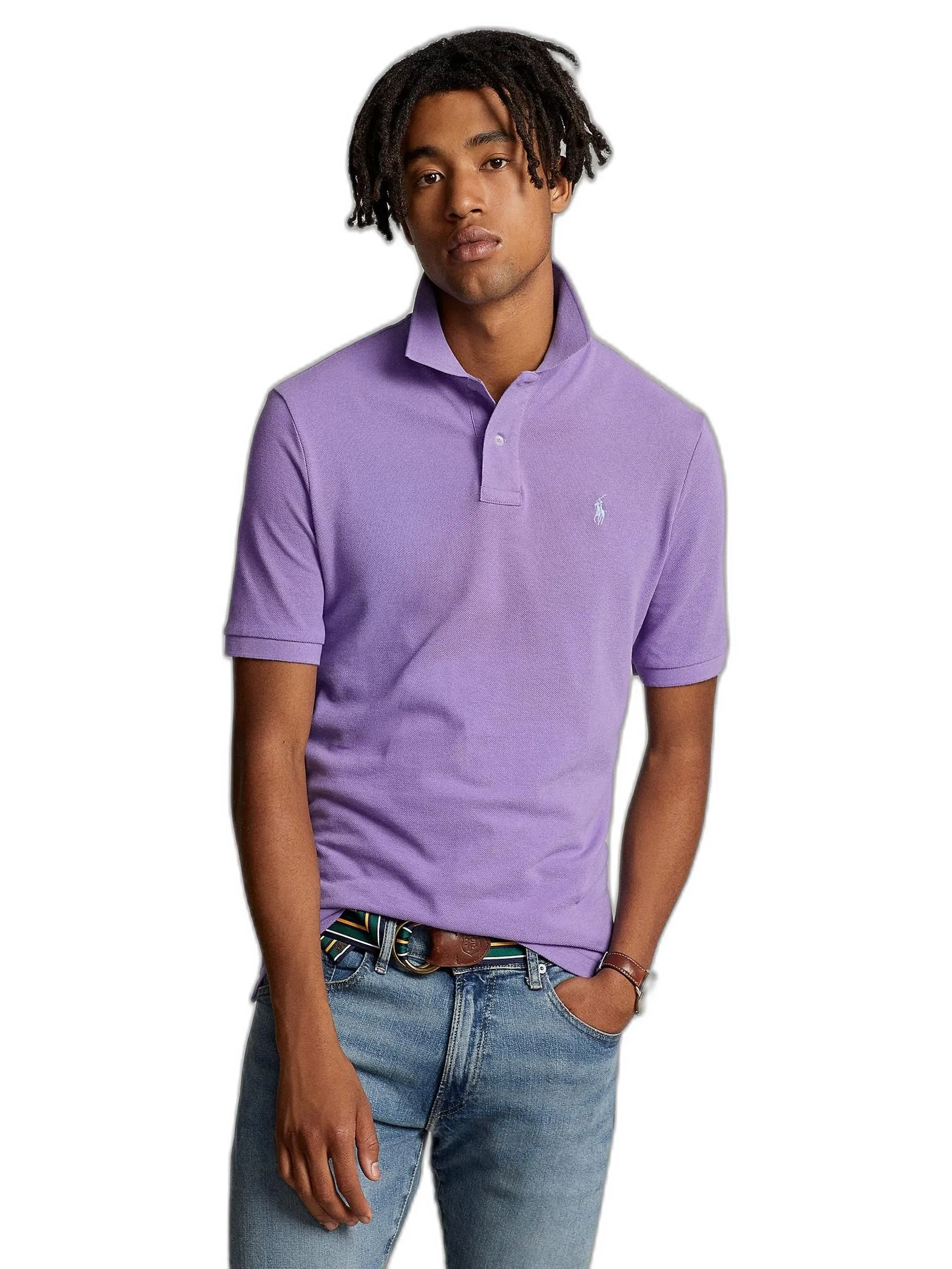 POLO RALPH LAUREN Polo Ralph Lauren POLO-Custom Slim Fit Mesh Polo Shirt MNPOKNI1N820504 500 PURPLE Size - M