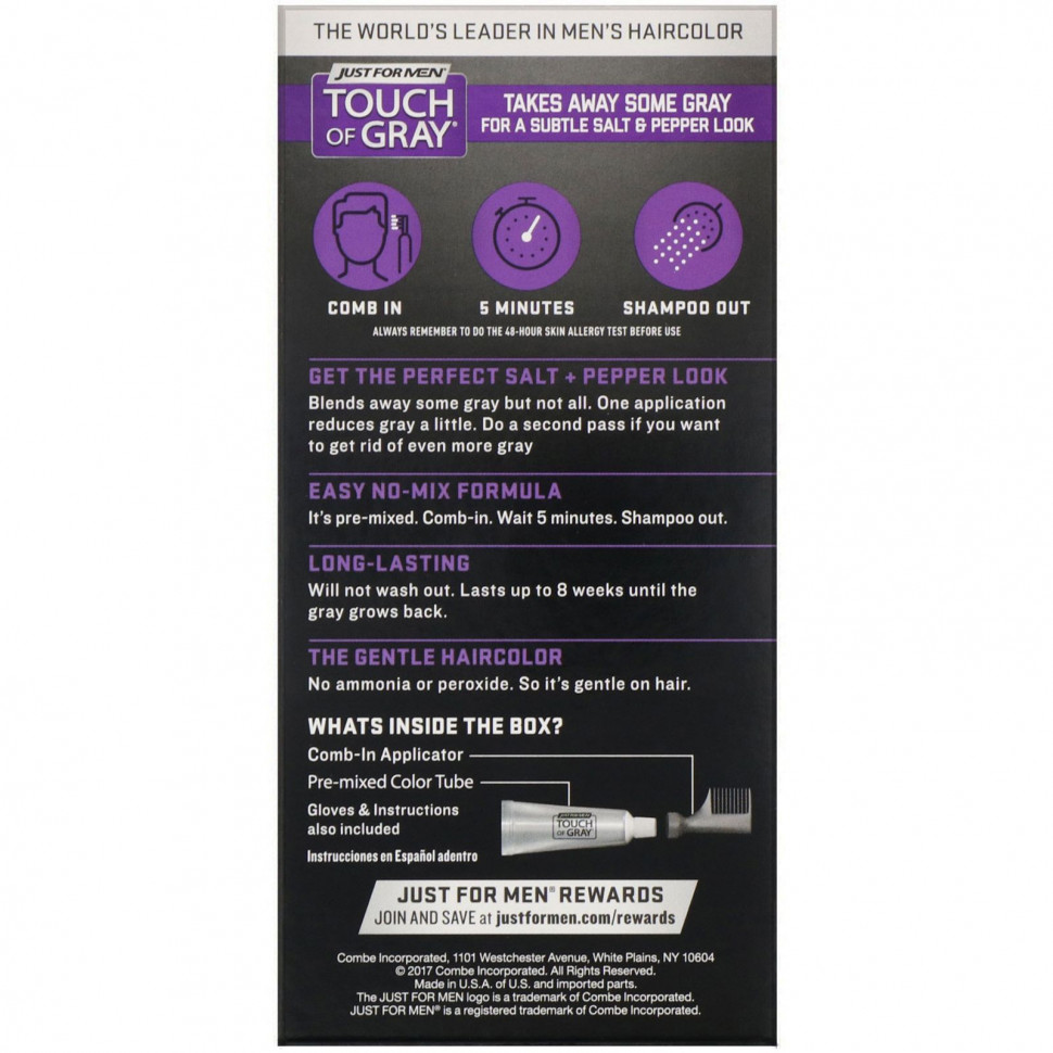 Just for Men, Мужская краска для волос с гребешком Touch of Gray, оттенок светло-коричневый T-25, 40 г