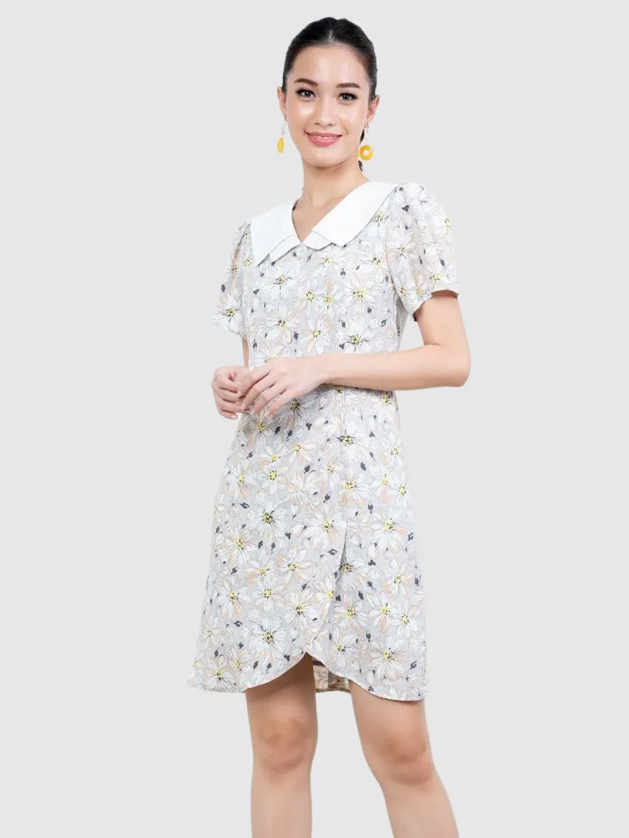 AMILA Women  Dress Como Print Light Grey