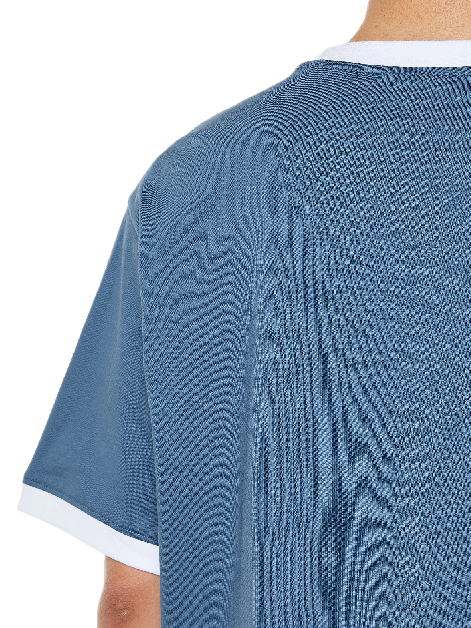 CALVIN KLEIN Men s Relaxed Fit Retro Logo Ringer Short Sleeve T-Shirt Blue