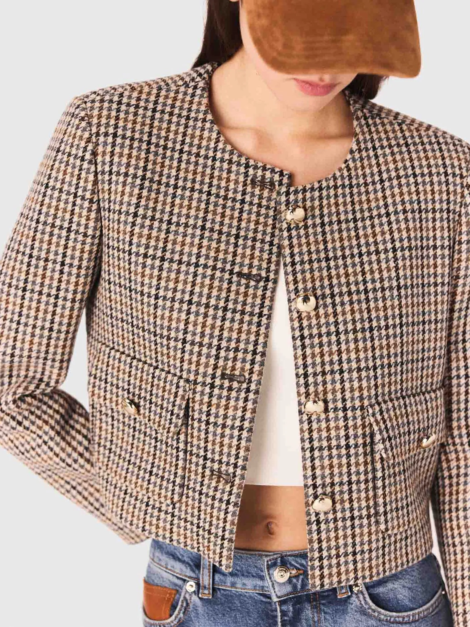 MAJE Women Jacket Short Checked