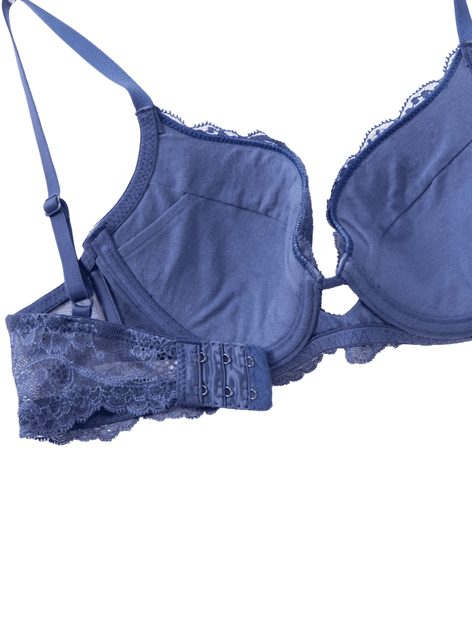 BSC LINGERIE Women's Sexy Lace Molded Bra Underwire & Padded BB6589NG - Navy Blue