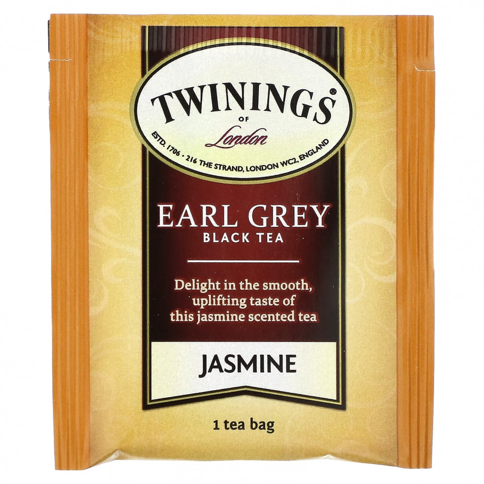Twinings, Black Tea, Earl Grey, жасмин, 20 отдельных чайных пакетиков, 40 г (1,41 унции)