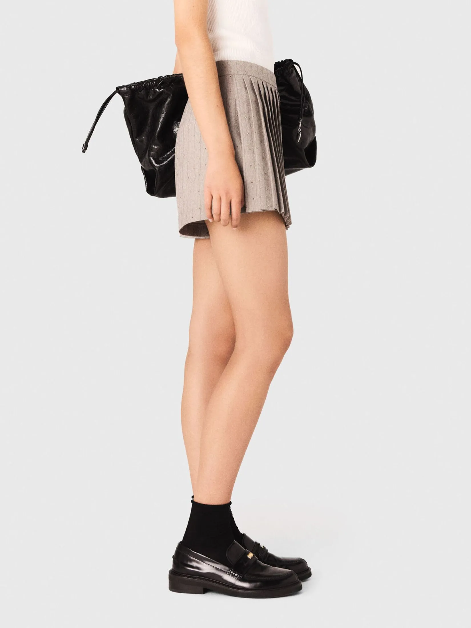 MAJE Women Skort Pleated Rhinestone